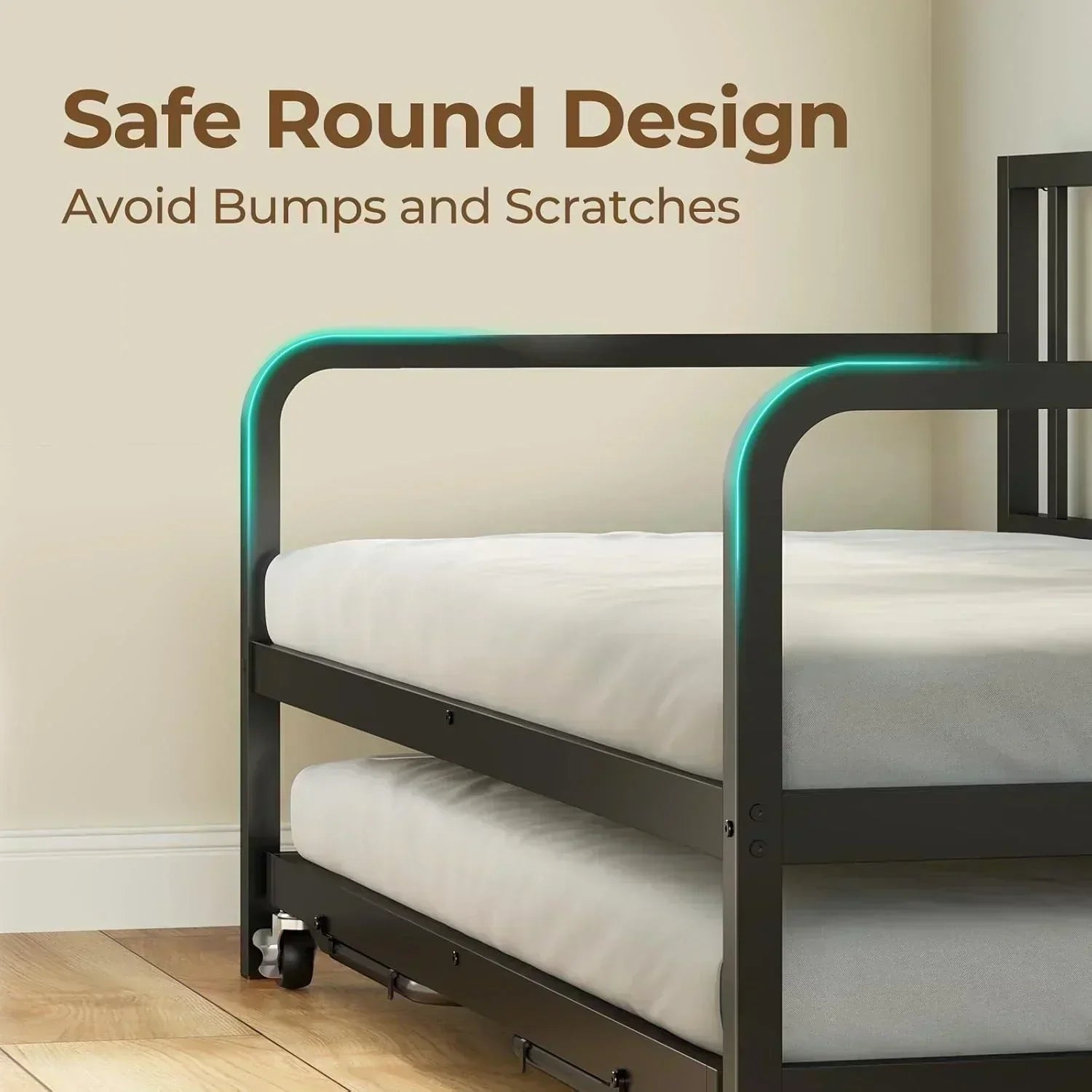 Rolanstar Daybed with Charging Station and LED Lights Height Adjustable Twin Daybed wourant