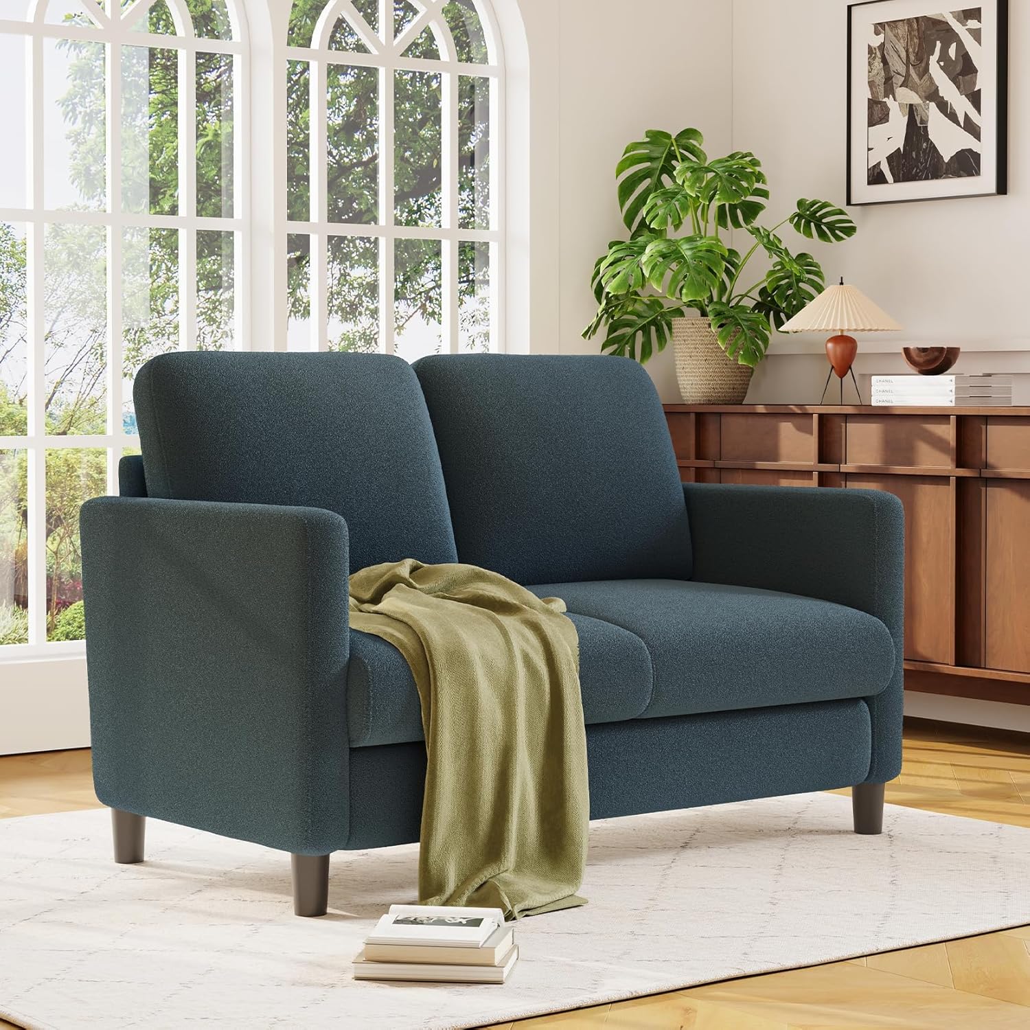Loveseat Sofa 51" Love Seat Comfy Corduroy Small Loveseat Tool-Free Setup Couch wourant