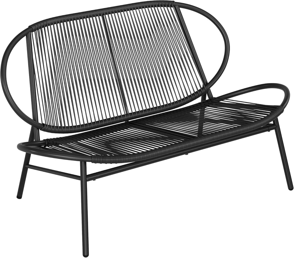 Outdoor Settee 2-Seat Garden Furniture with Backrest PE Rattan wourant
