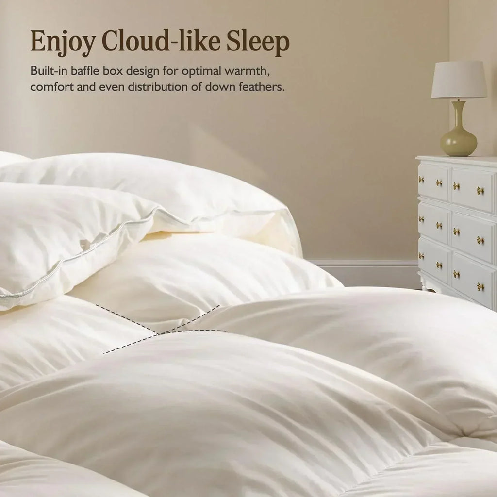 Organic down comforter queen size fluffy down core 100% cotton cover fluffy down filling wourant