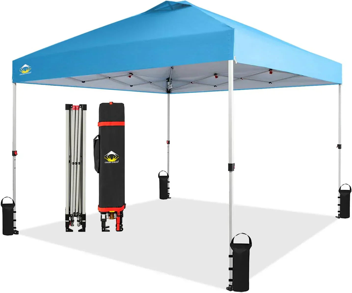 10x10 Pop-Up Awning One-Click Installation Beach Tent Outdoor Sunshade Silver Coated Top wourant