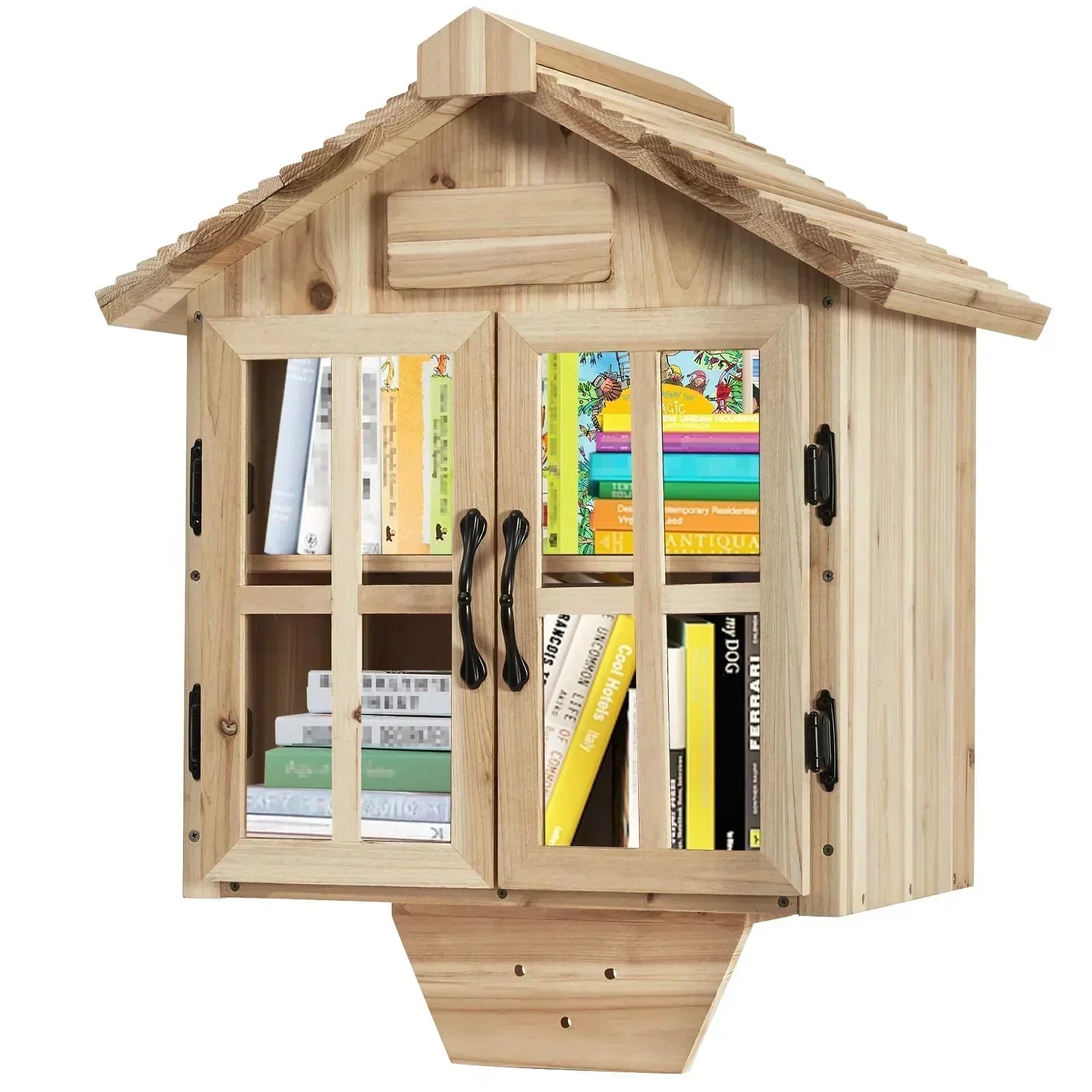 Little Library Box Outdoor Free Library Kit Double Doors Little Library Box Book Storage wourant