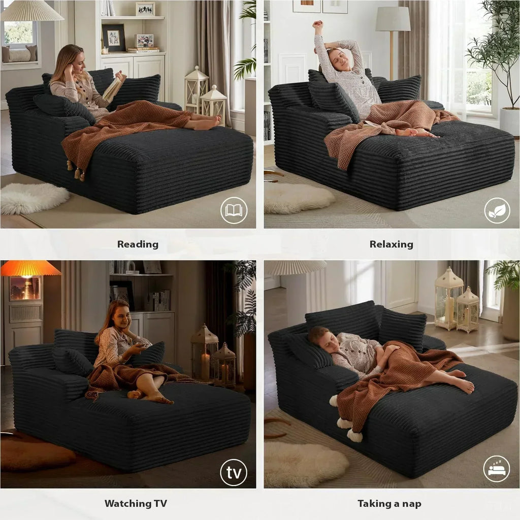 50-inch indoor recliner oversized corduroy upholstered boneless sofa bed deep sleeper sofa wourant
