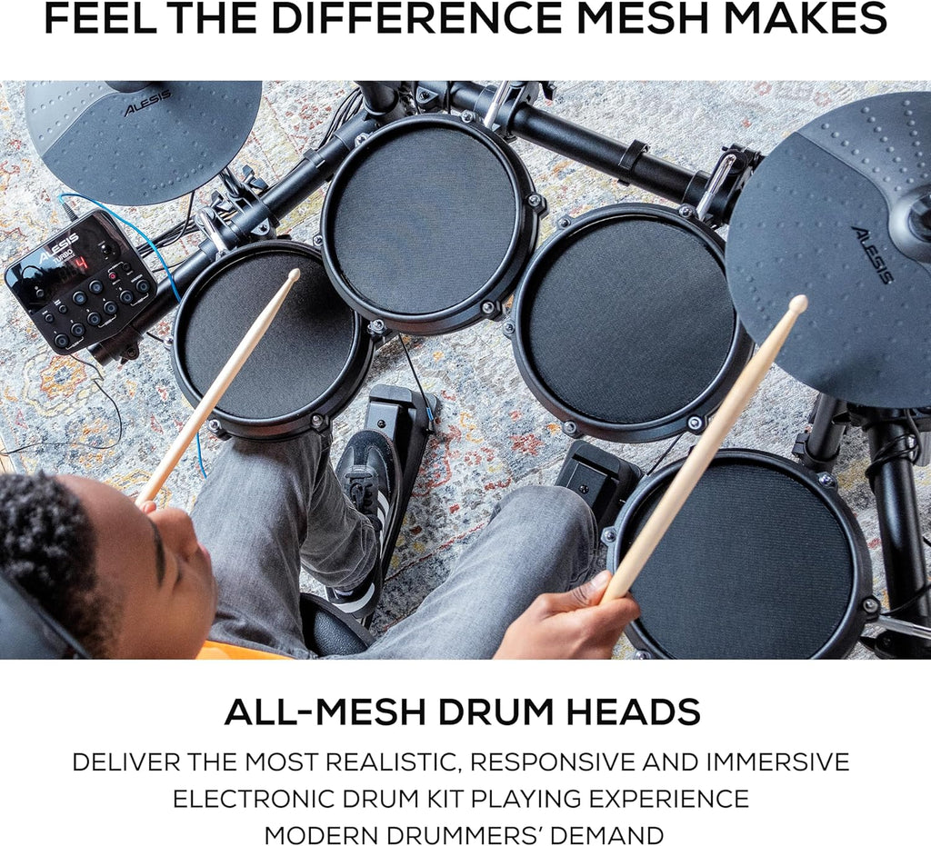 Alesis Turbo Mesh Kit - Electric Drum Set with Over 100 Sounds Mesh Drum Pad wourant