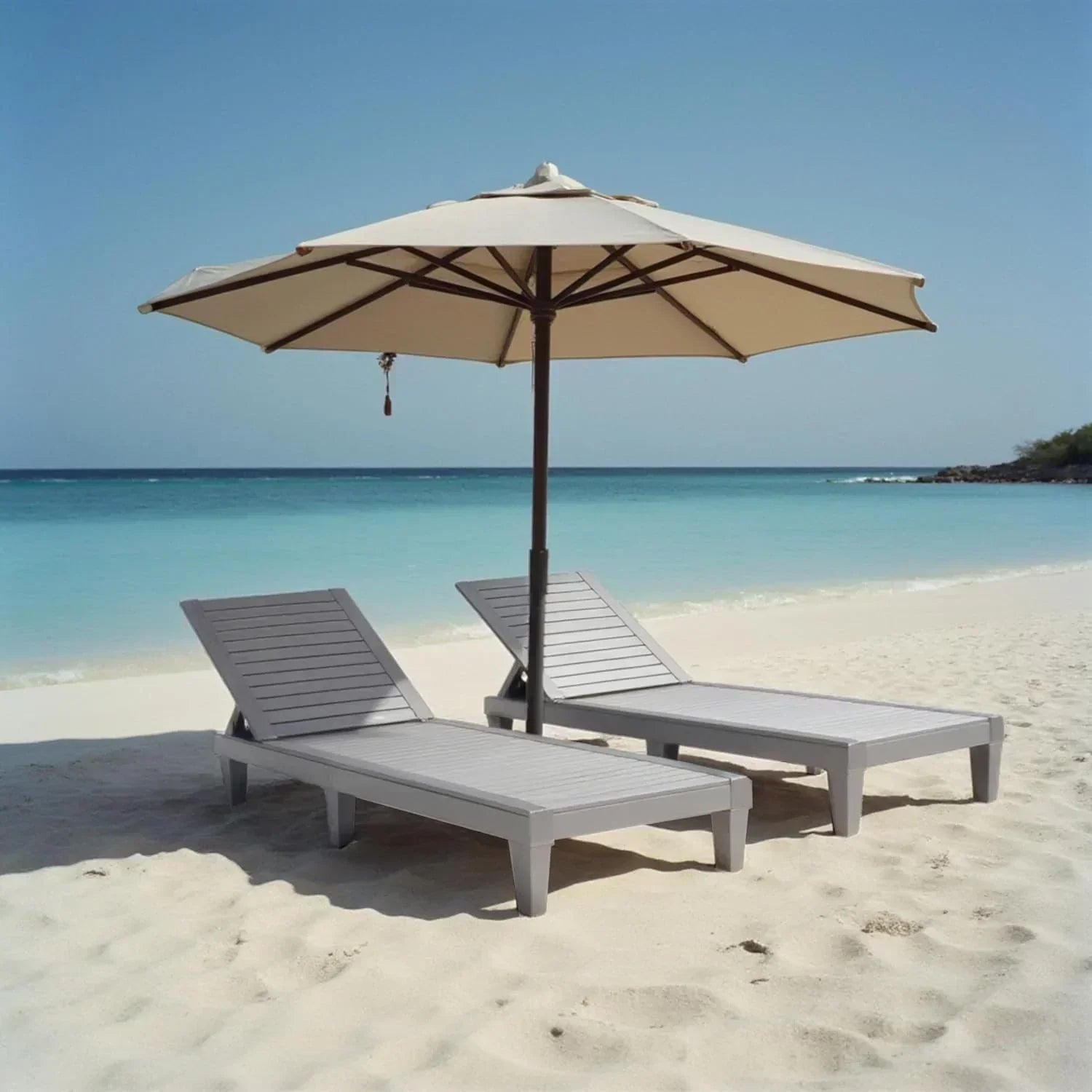 Patio Chairs Black Chaise Lounge Chair Outdoor 5-Position Adjustable Sun Tanning Chair wourant