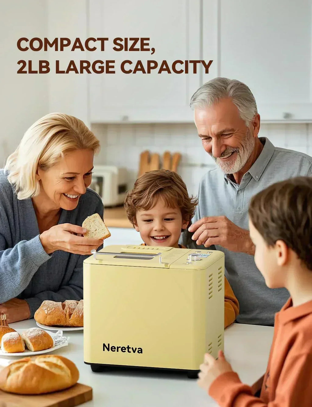 Neretva Bread Maker 20-in-1 2LB Bread Maker Dual Heater Bread Maker Automatic wourant