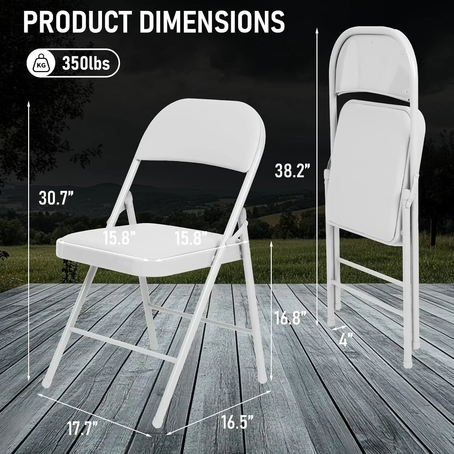 6 Pack Black Folding Chairs with Leather Chairs Events Office Wedding Party Upholstered Chairs wourant