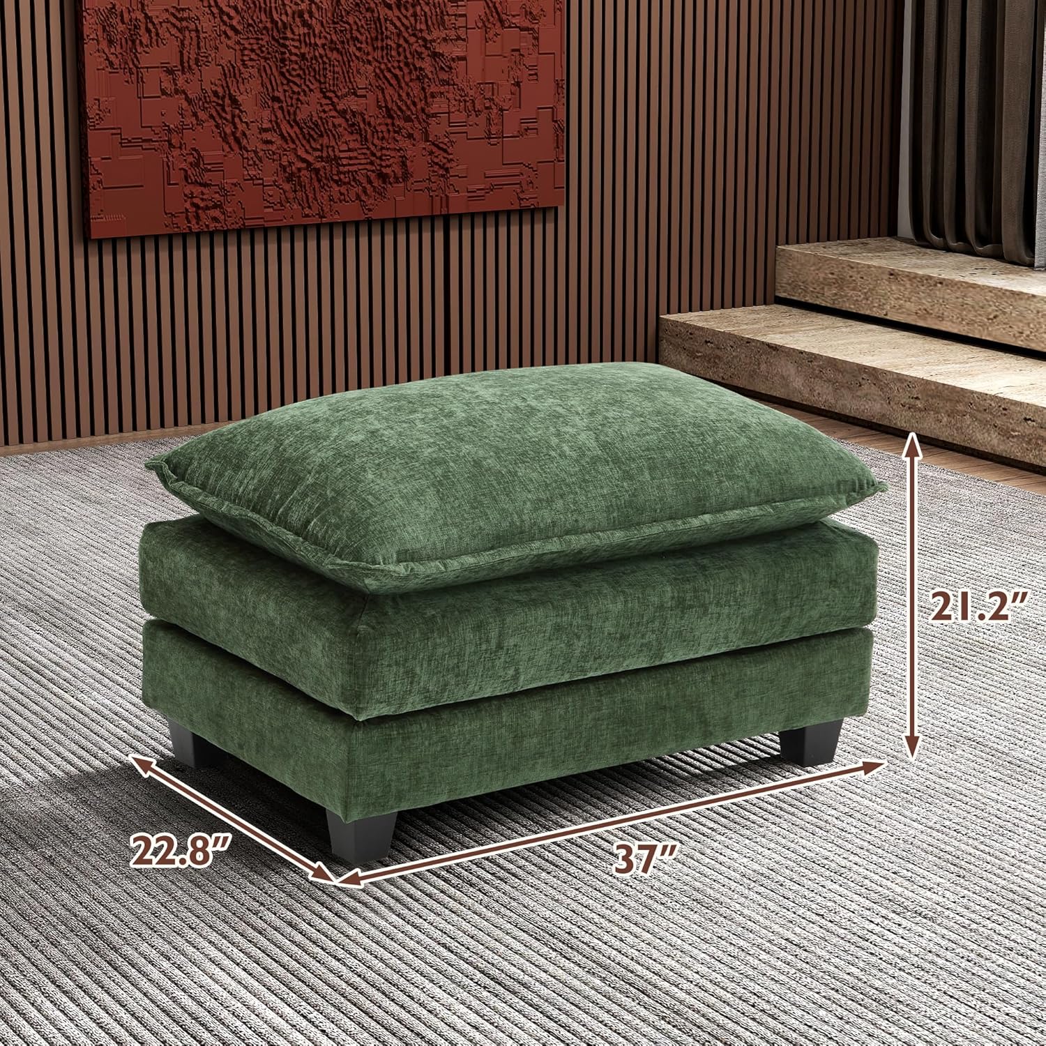 111.4 Inch L Shaped Modern Sofa Modular Cloud Sofa with Ottoman 4 Seater Chenille Deep Seat Sofa wourant