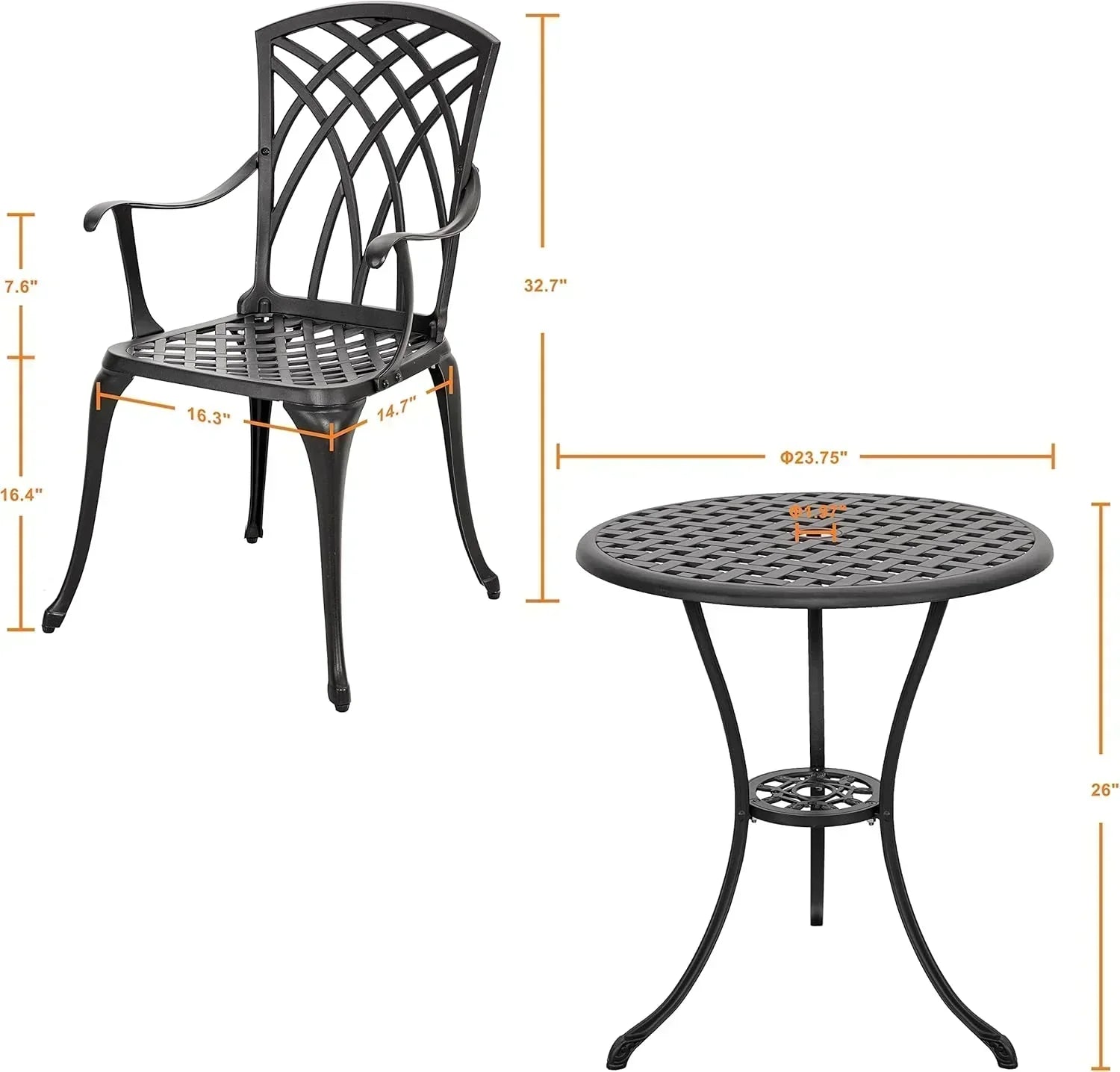 NUU GARDEN Bistro Set 3 Piece Outdoor Cast Aluminum Patio Bistro Set Patio Table Chairs Set of 2 wourant