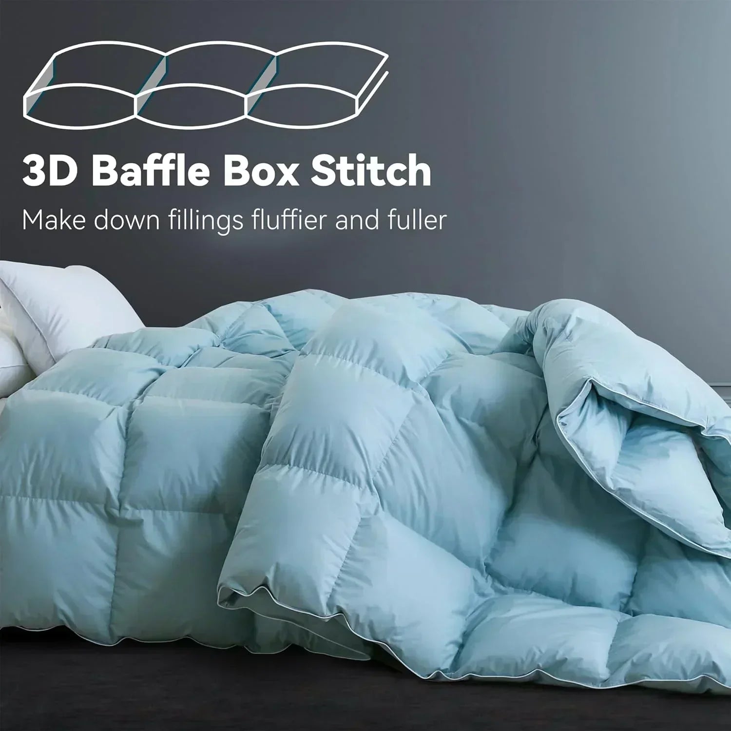 Premium Down Comforter 3D Baffle Box Design wourant