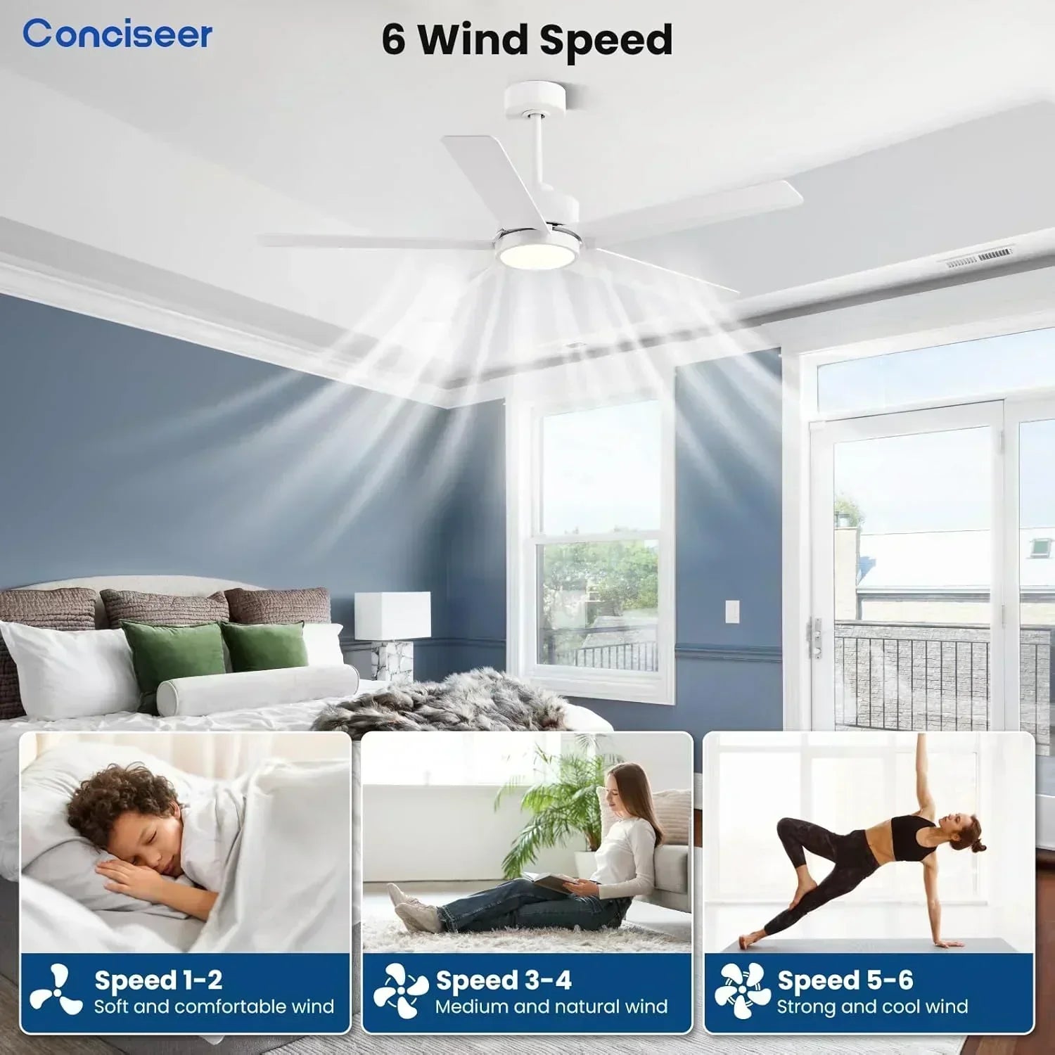 Modern ceiling fan 72 inch bedroom living room library cafe outdoor/industrial wourant