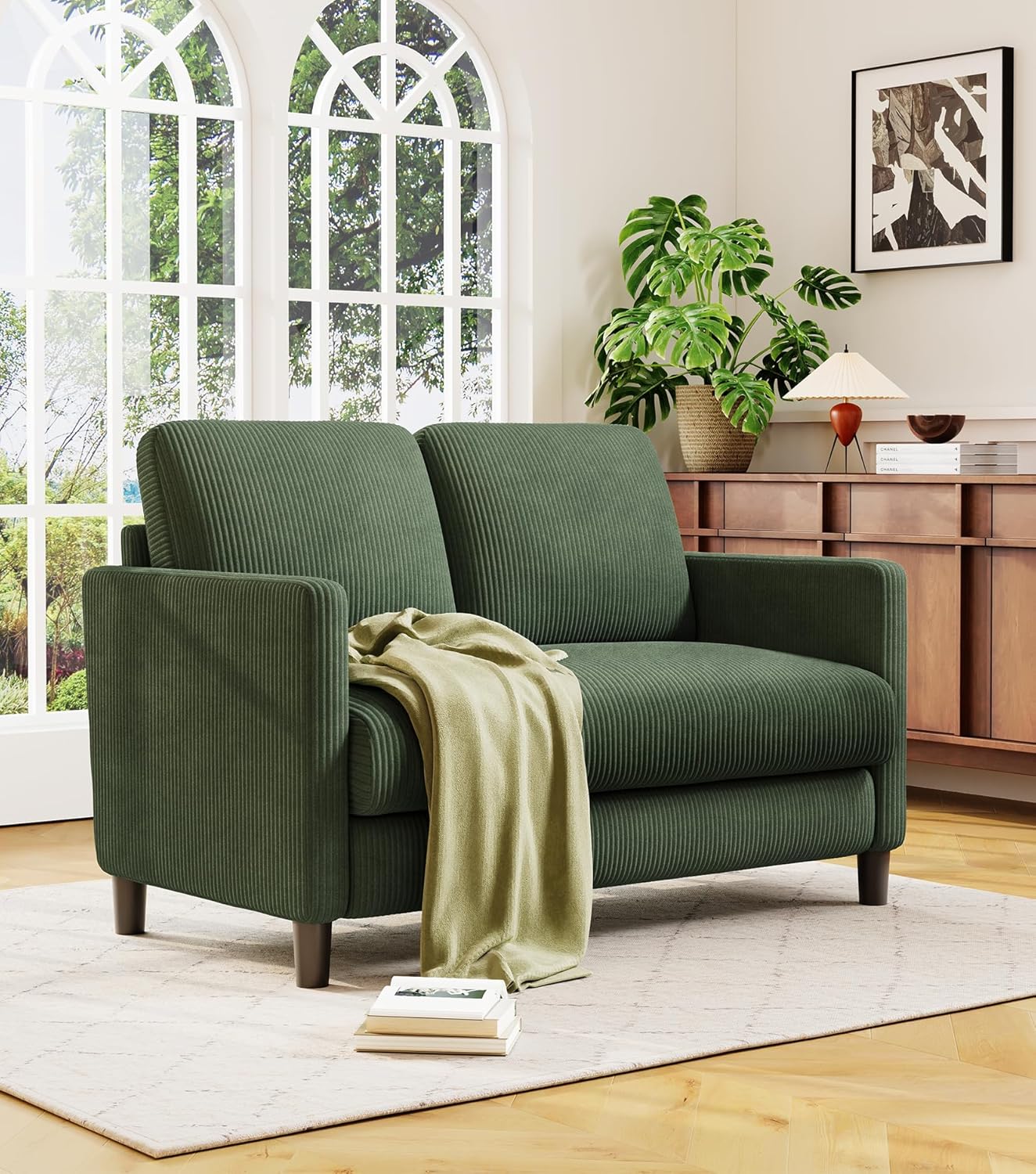 Loveseat Sofa 51" Love Seat Comfy Corduroy Small Loveseat Tool-Free Setup Couch wourant