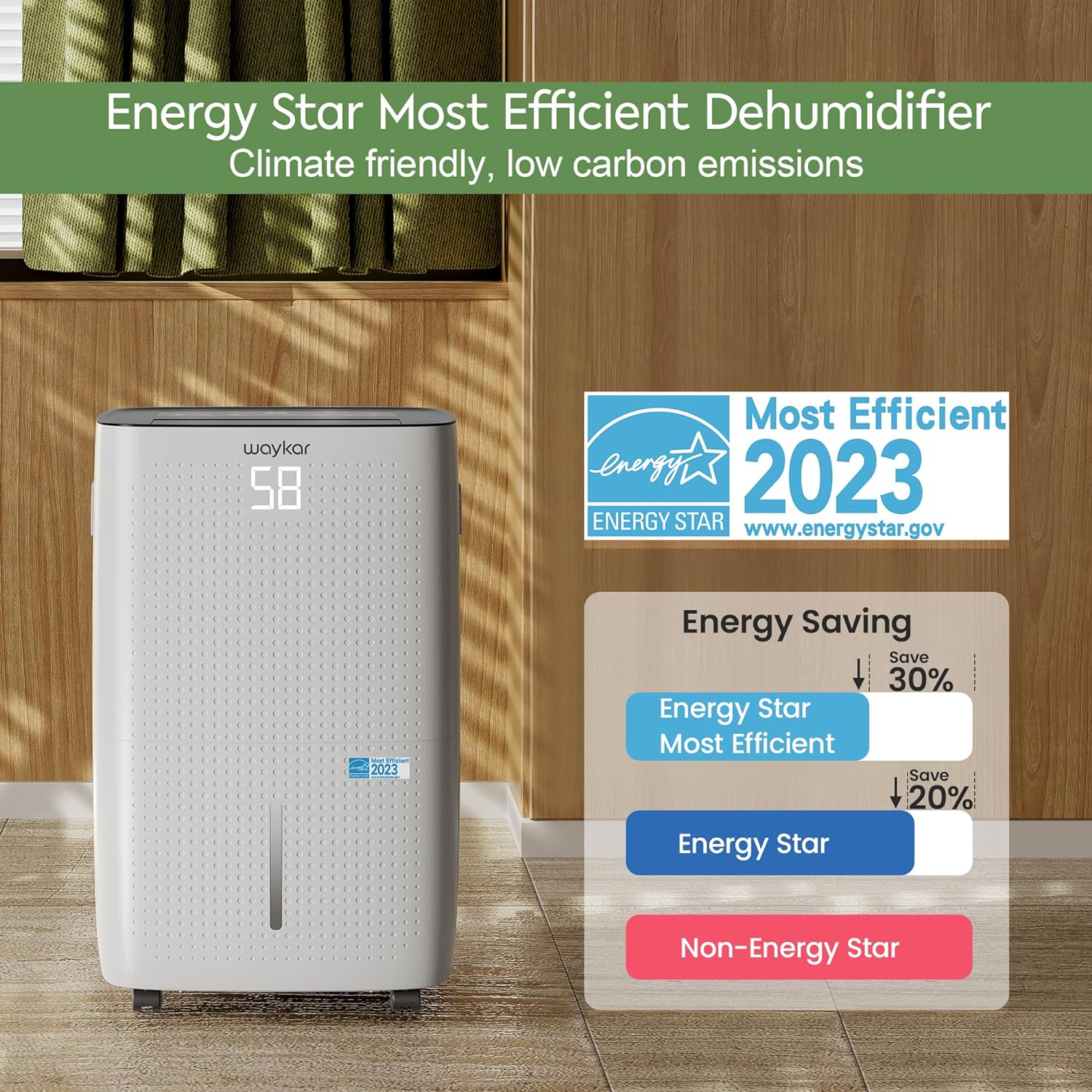 Waykar 2000 Sq Ft Dehumidifier for Home and Basements with Auto or Manual Drainage wourant