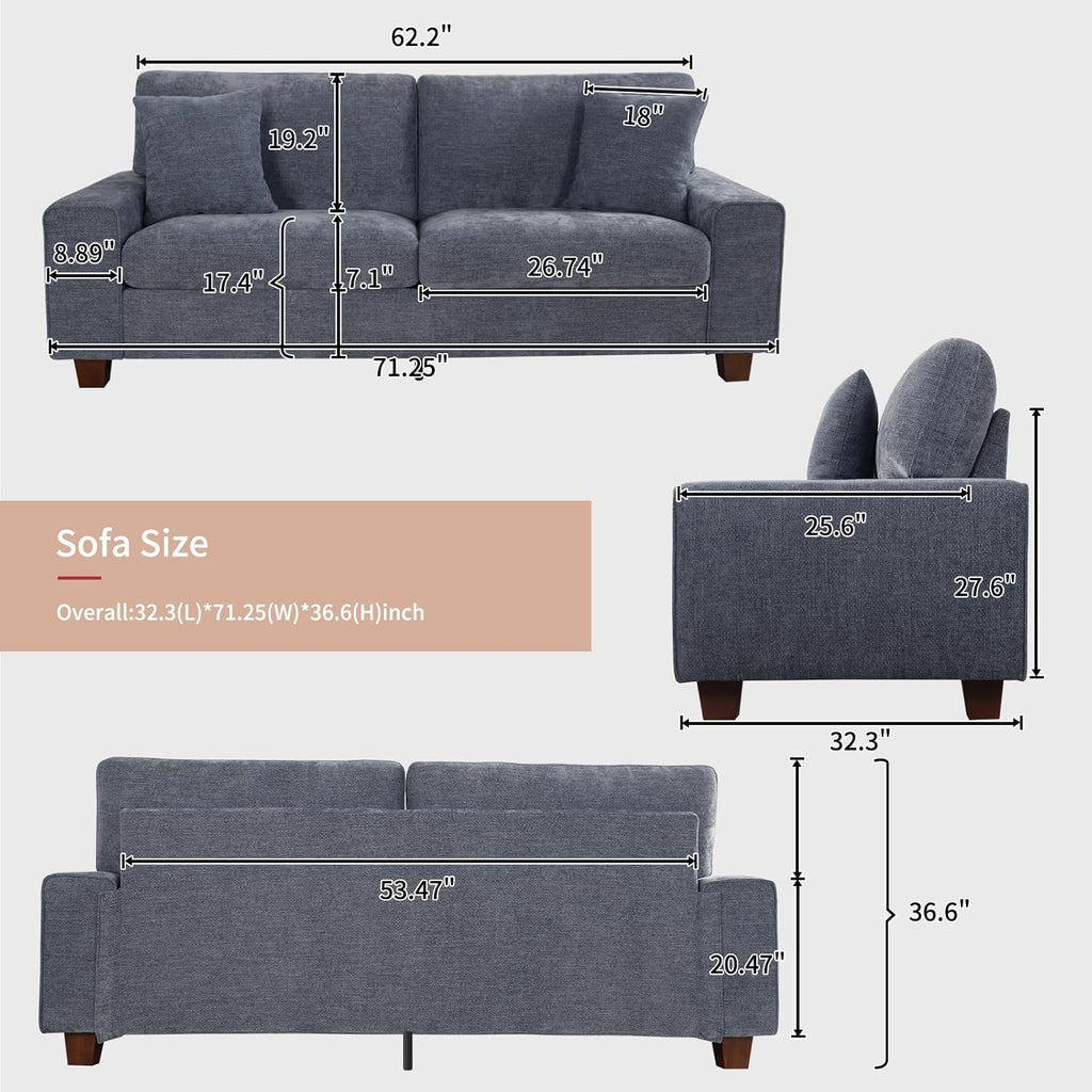 DOPEDIO living room double sofa chenille lounge chair removable solid wood frame wourant