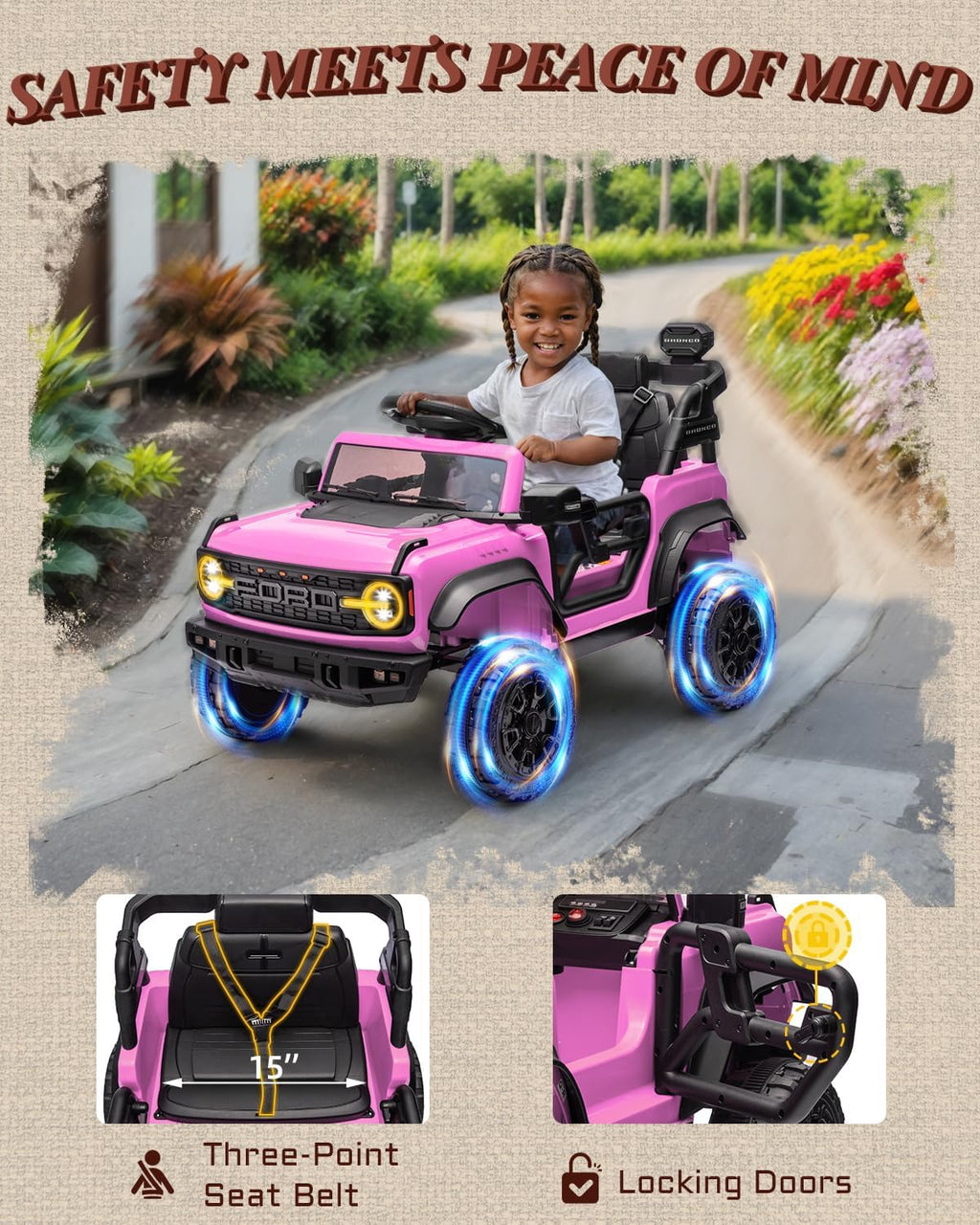 Kids Pink Ride-On Truck Battery Powered Electric Toy Car wourant
