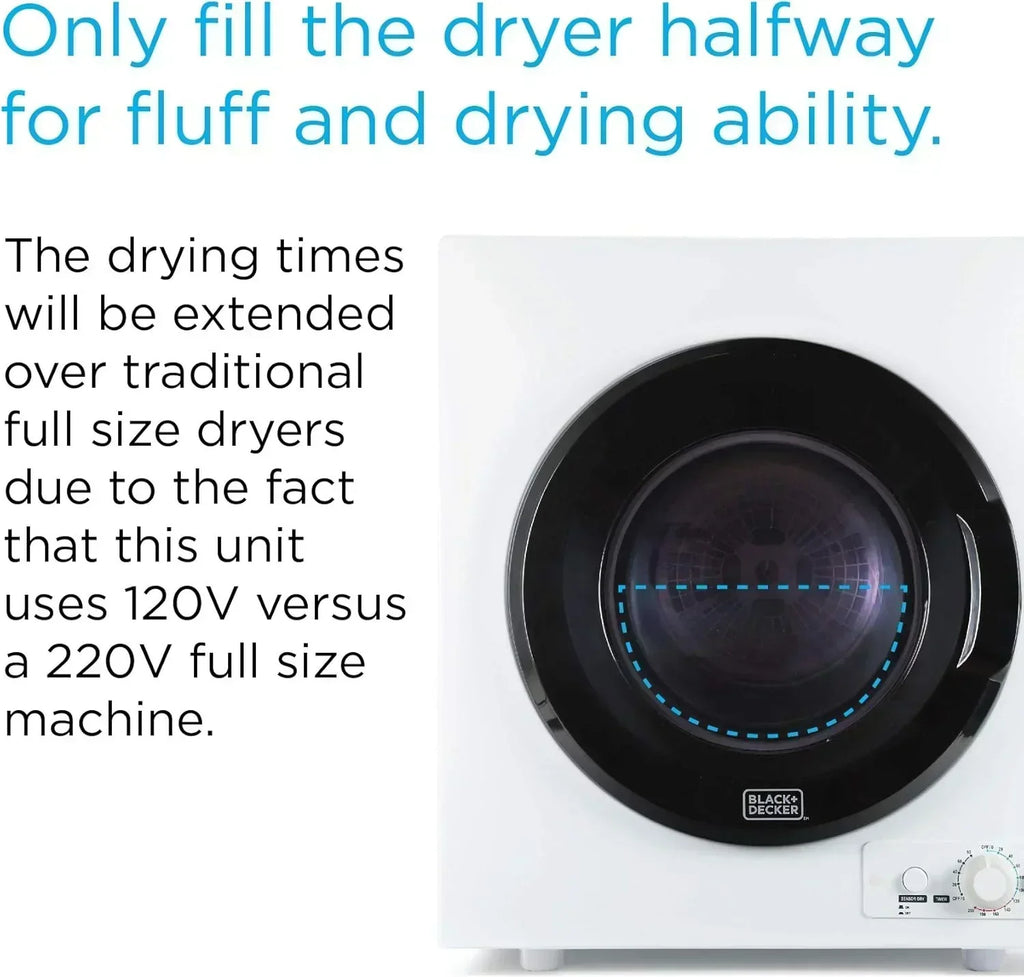 Compact Clothes Dryer 1.5 Cu. Ft. 850W Electric Dryer 120V Vented Dryer Stainless Steel Drum wourant