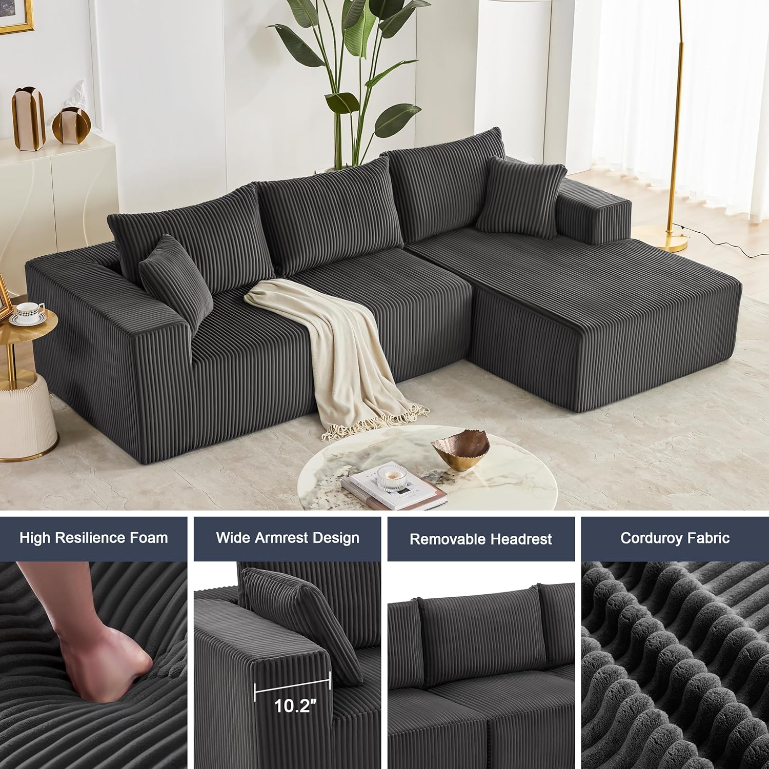 108-inch modular sofa cloud modular sofa with deep seat and reclining chair upholstered sofa wourant