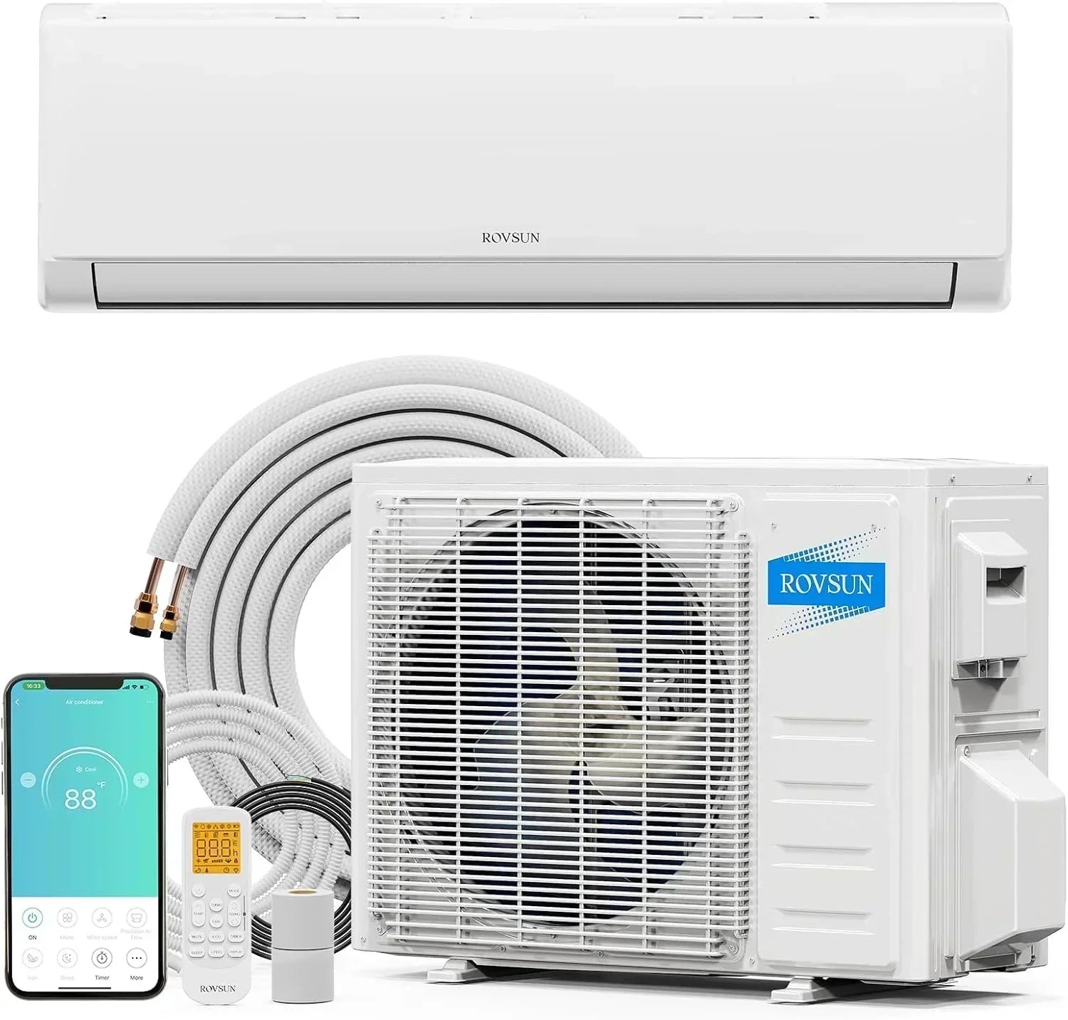 ROVSUN 9000 BTU Wifi Enabled Mini Split Air Conditioner Heater Inverter 19 SEER2 Energy Saving wourant
