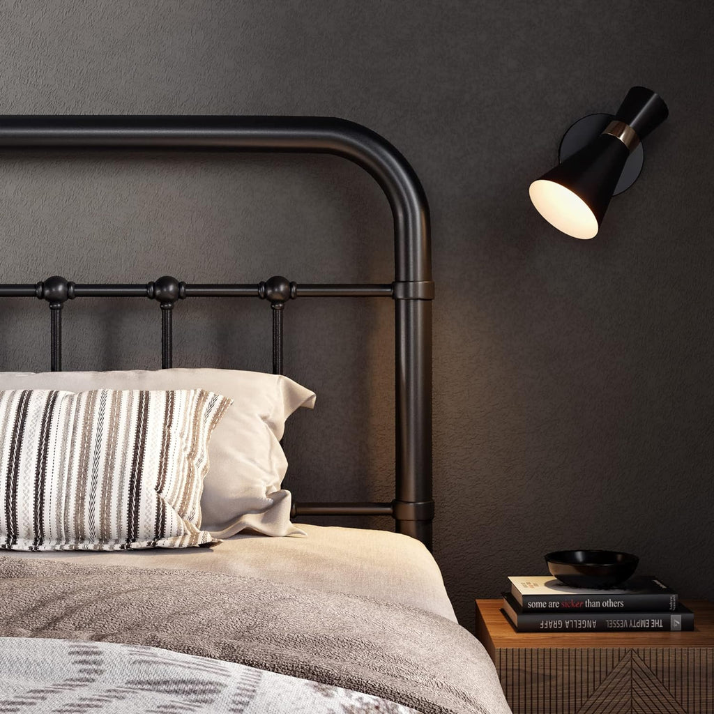Allewie Queen Size Metal Platform Bed Frame with Victorian Style Wrought Iron-Art Headboard wourant