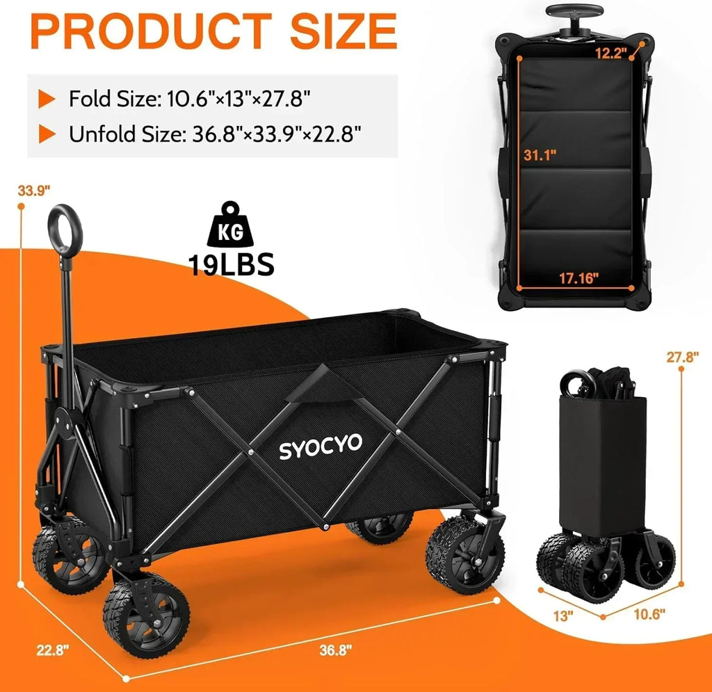 Large wheel foldable beach cart foldable beach cart with all-terrain wheels large load capacity wourant