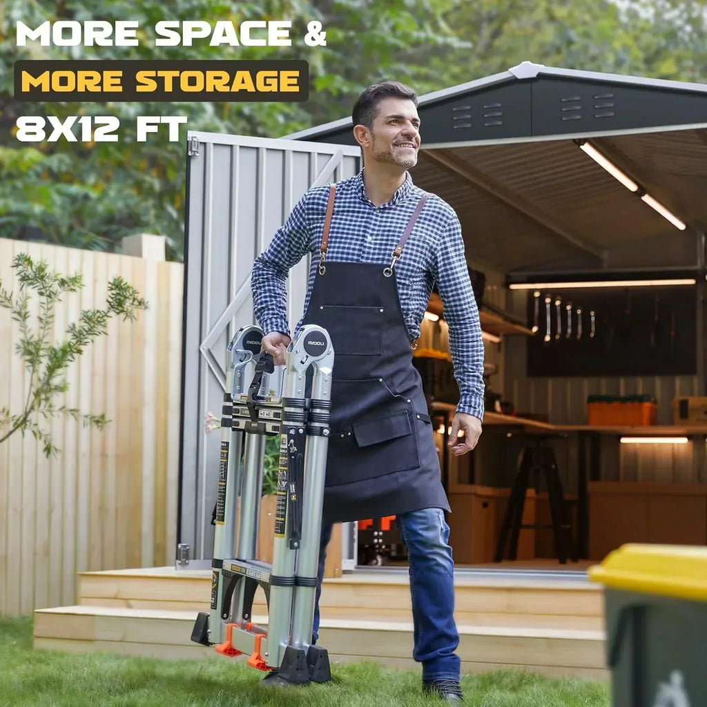 polar aurora 8x12 ft outdoor storage shed metal garden shed frame structure tool sheds wourant