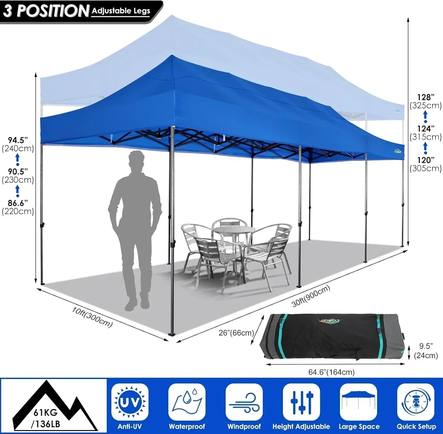 COBIZI 10x20 Heavy Duty Pop up Canopy Tent 6 sidewalls Commercial Canopy Wedding Party Tents wourant