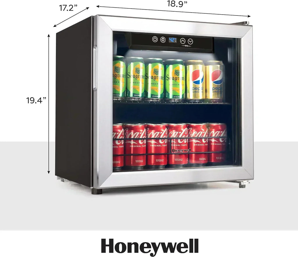 Honeywell Beverage Refrigerator and Cooler 115 Can Mini Fridge with Glass Door for Soda Beer wourant