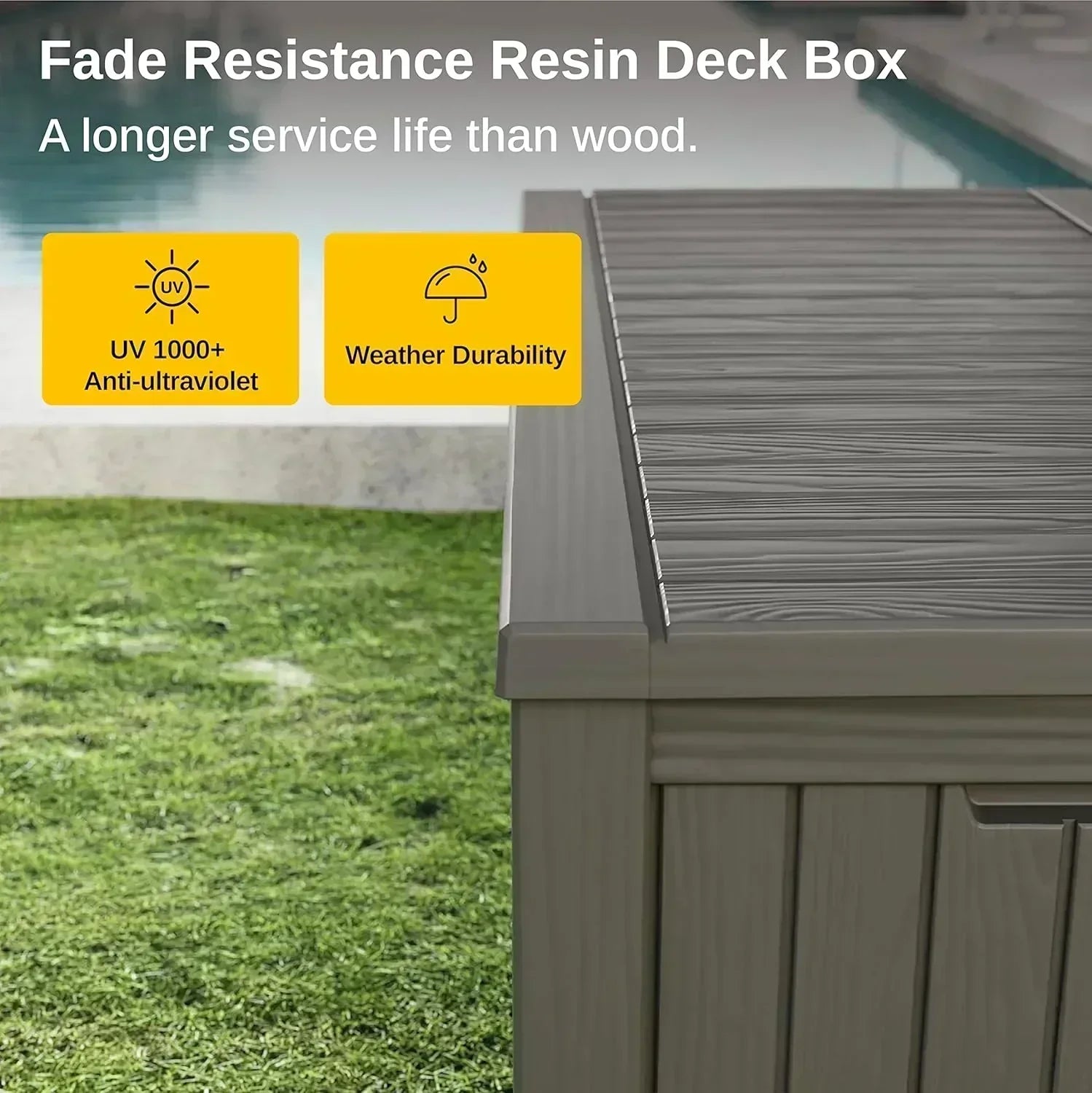 EAST OAK Outdoor Storage Box 60 Gallon Deck Box Indoor and Outdoor Use Waterproof Resin Storage wourant
