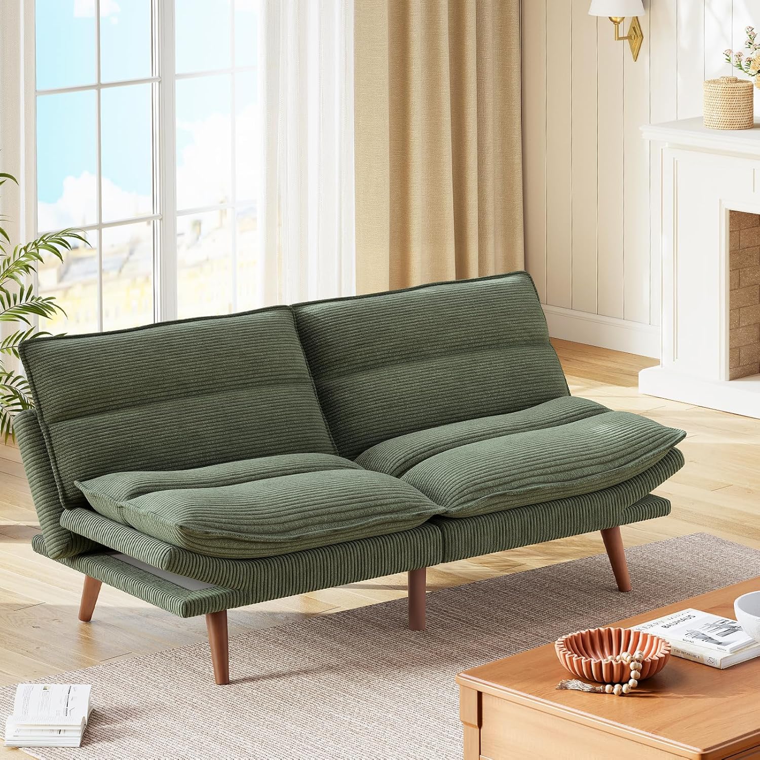 Futon Sofa Bed Futon Sofa Adjustable Back Armrests Converts to Small Sleeper Sofa Bed wourant