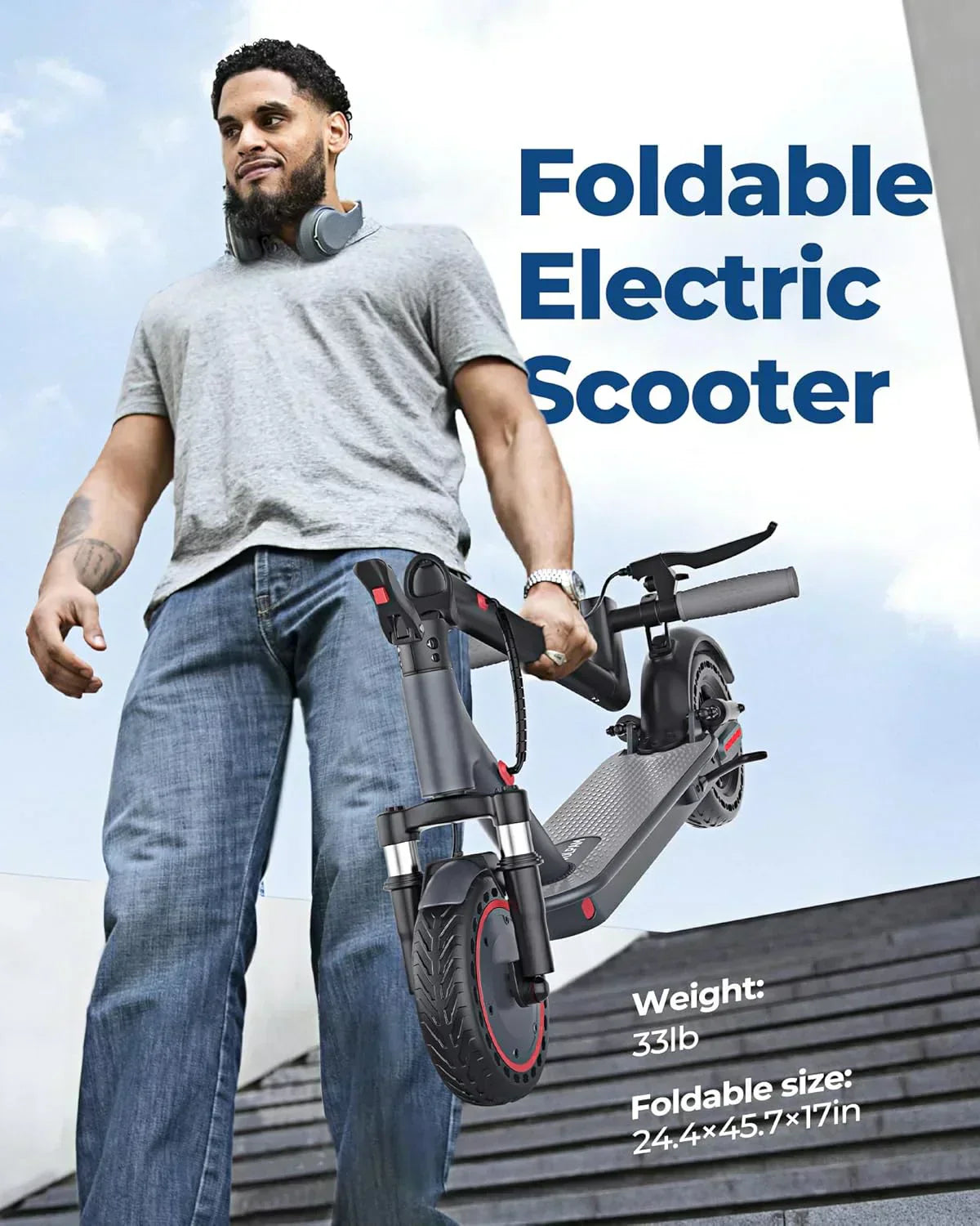 Volpam electric scooter Powerful electric motor Solid tires 28/21/12 mile range wourant