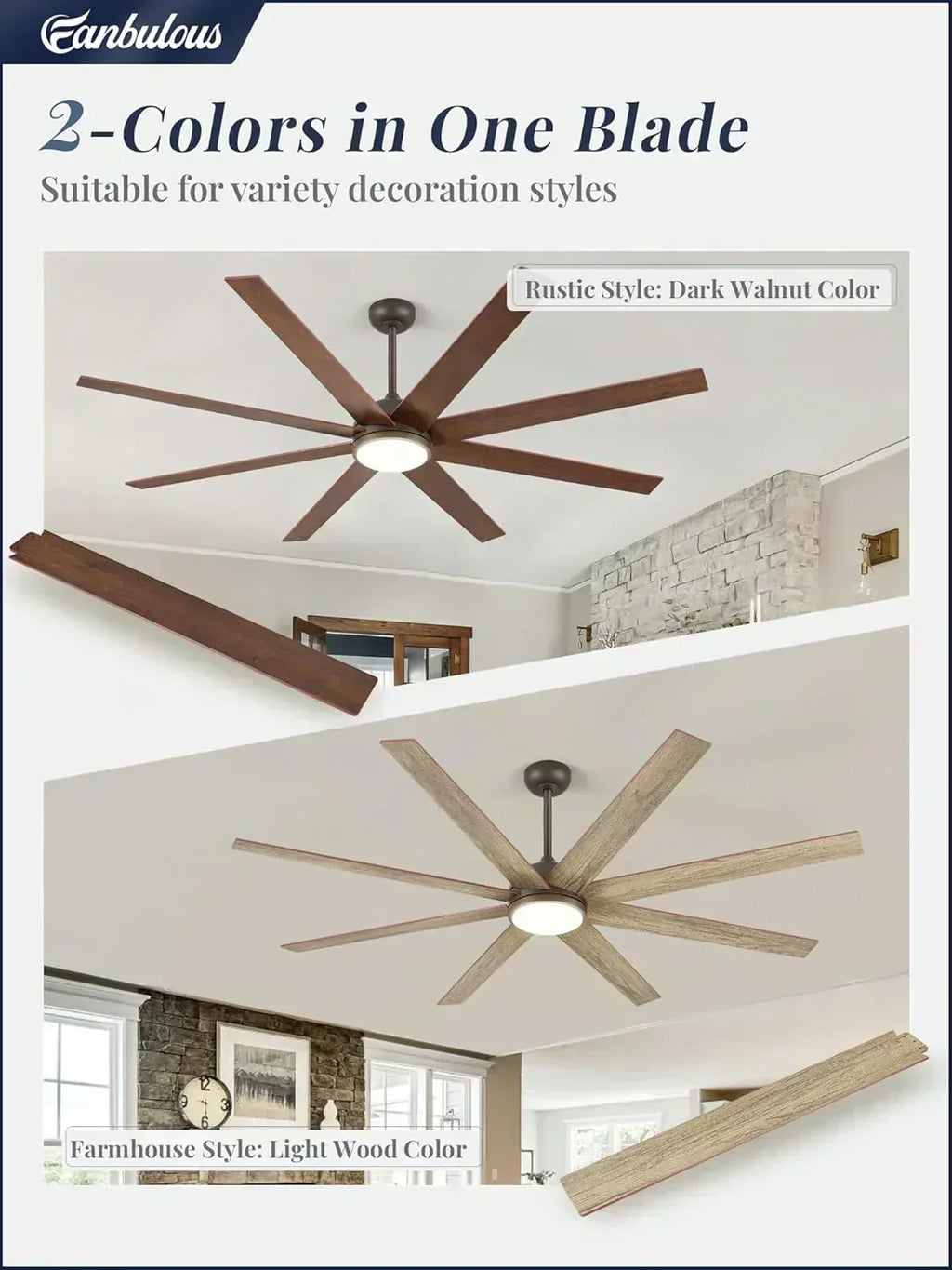Ceiling Fan Indoor/Outdoor 8 Blades 65 inches wourant