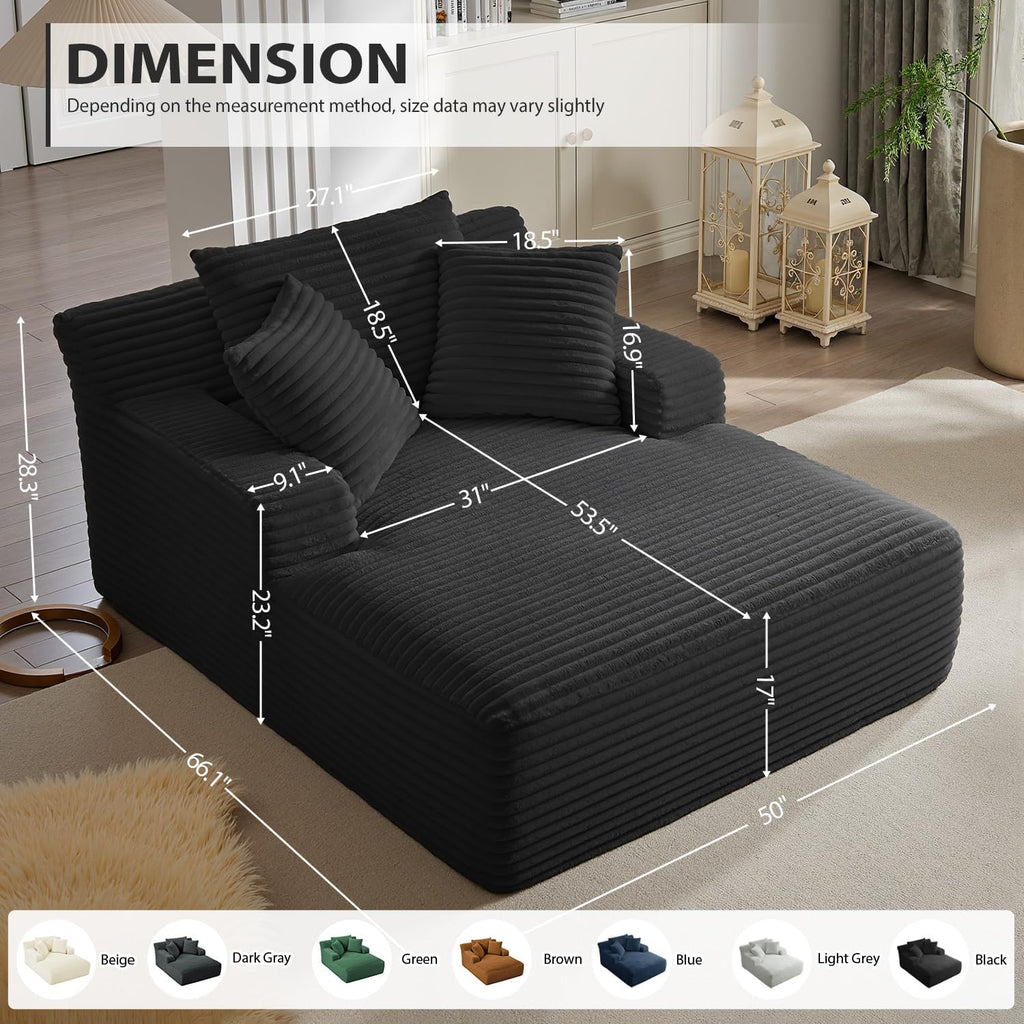 50-inch indoor recliner oversized corduroy upholstered boneless sofa bed deep sleeper sofa wourant