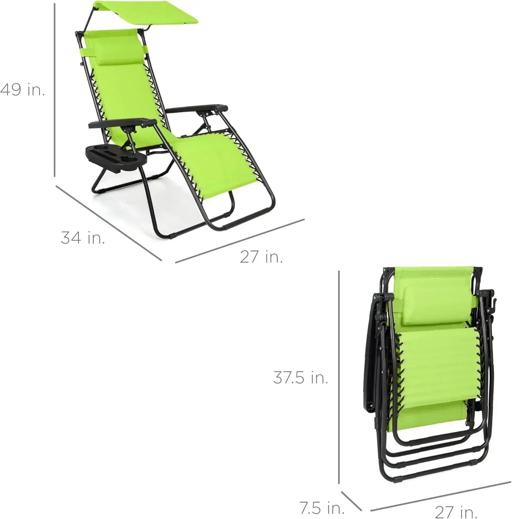 Best Choice Products Folding Zero Gravity Recliner Patio Lounge Chair Adjustable Canopy Shade wourant