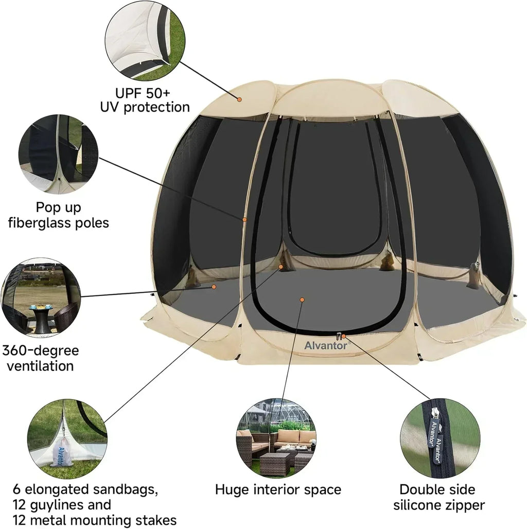 Alvantor Screen House Gazebo Pop Up Igloo Screened Canopy Tent with Mosquito Netting Sides wourant