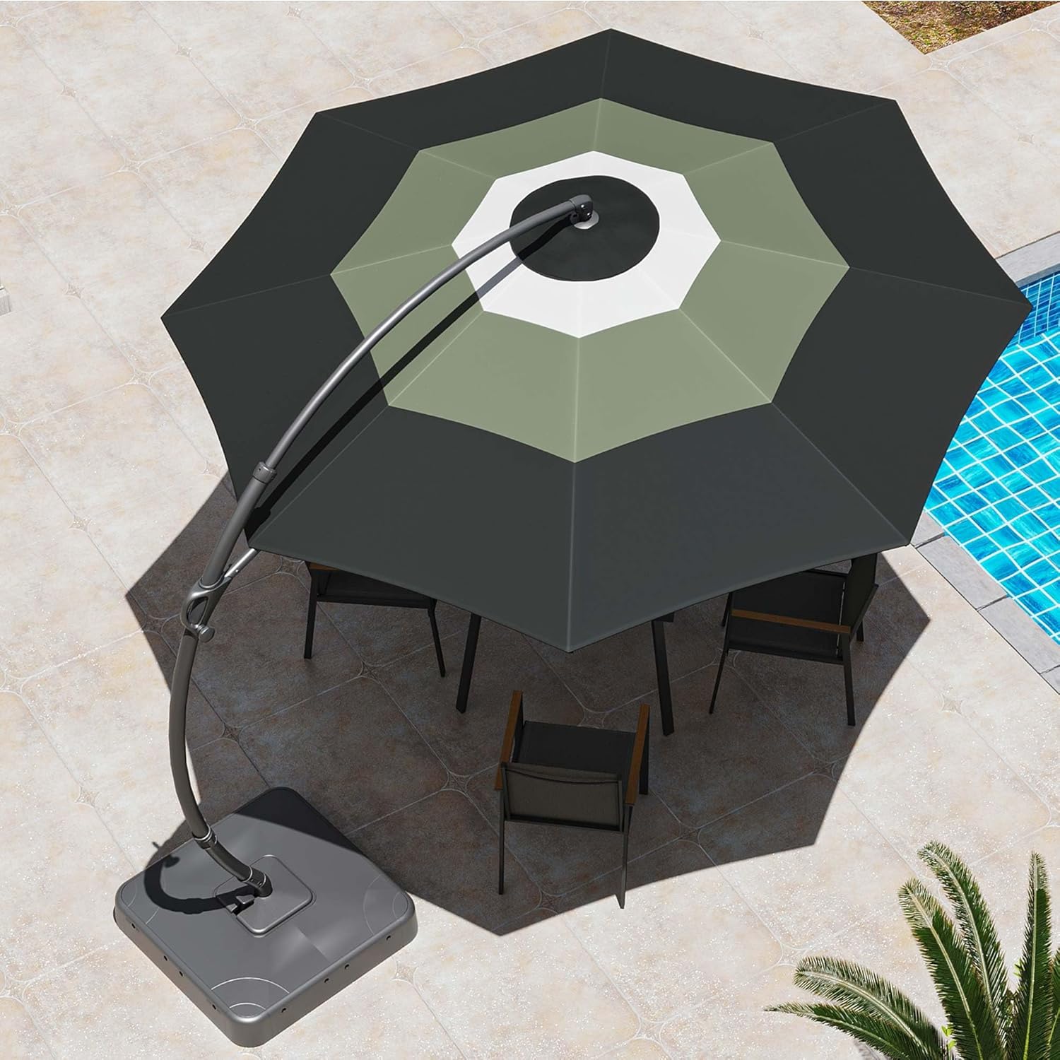LAUSAINT HOME Outdoor Patio Umbrella with Base included 11 FT Deluxe Curvy Cantilever Umbrella wourant