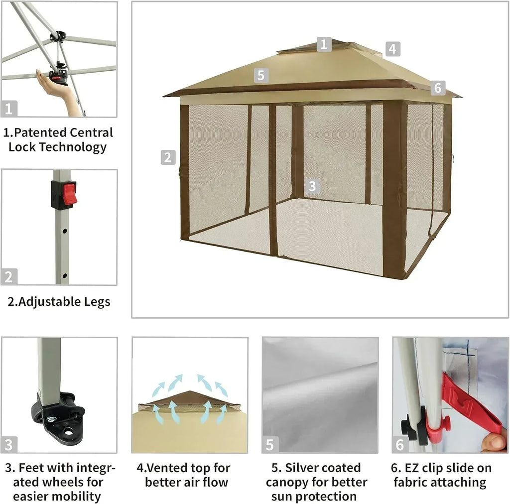 CROWN SHADES 13x13 Pop Up Gazebo Canopy Tent Gazebos on Clearance Outdoor Gazebo wourant