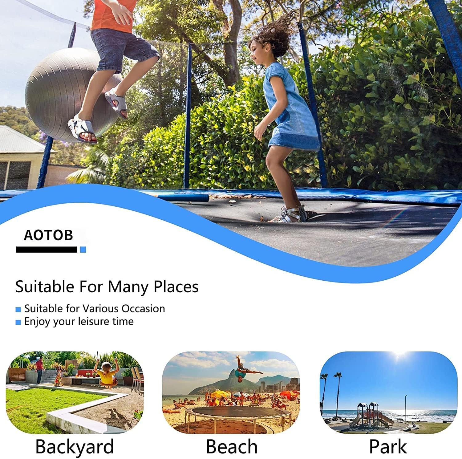 AOTOB 8FT 10FT 12FT 14 FT 15FT Trampoline with Safety Enclosure Net Outdoor Trampoline wourant