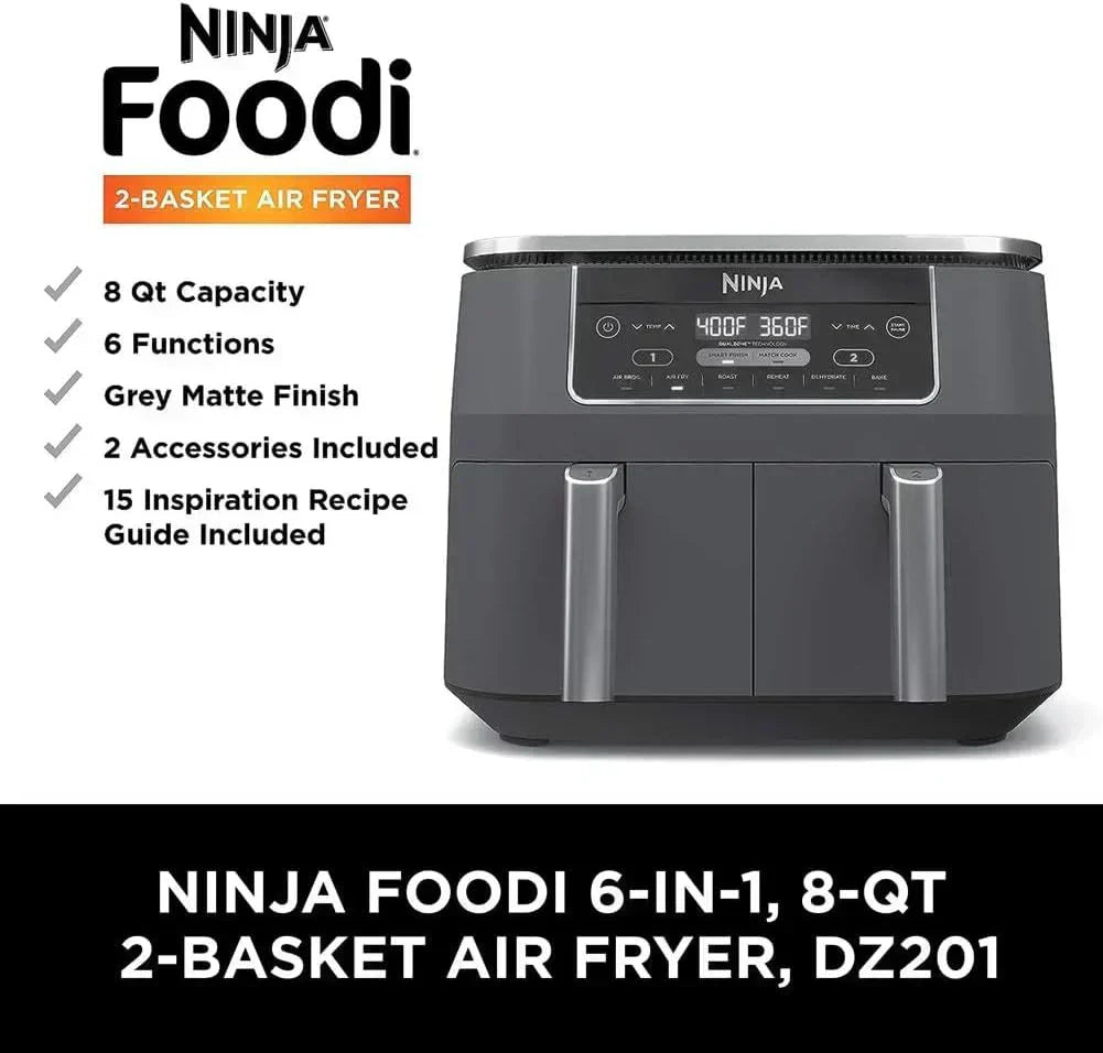 Ninja Foodi 6-in-1 FlexBasket Air Fryer with 7 QT MegaZone Basket Divider for Large Proteins wourant