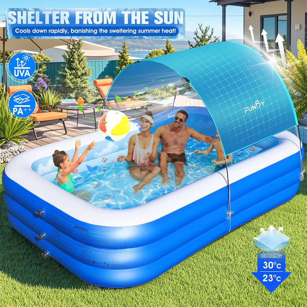 Inflatable Pool with Canopy Upgraded Inflatable Swimming Pool Large Inflatable Blow up Pools wourant
