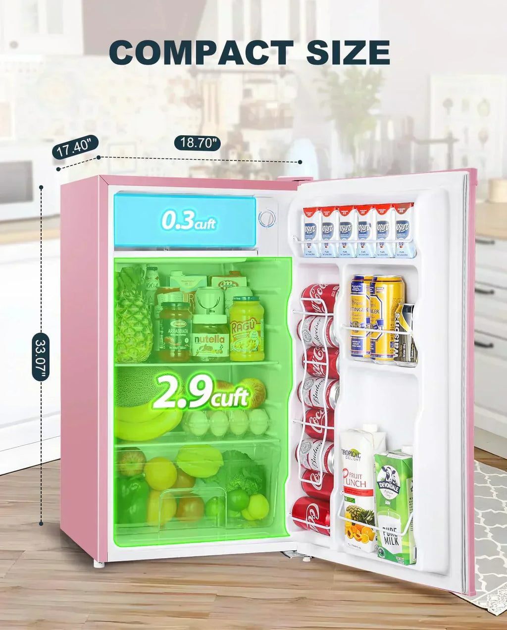 Upstreman 3.2 Cu.Ft Mini Fridge Freezer Single Door Fridge Dorm Fridge Adjustable Thermostat wourant