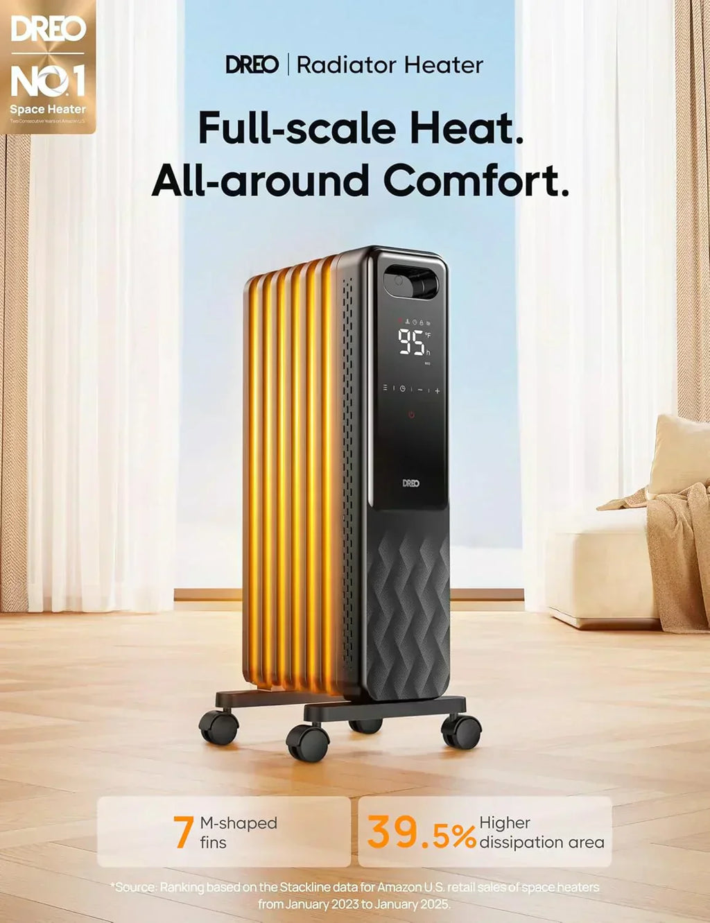 Indoor electric radiant heater with overheat and tip-over protection digital thermostat wourant