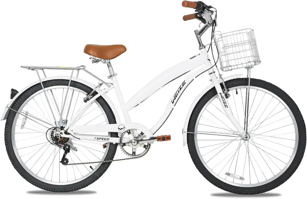 WEIZE Beach Cruiser Bike 26 inch Commuter Bicycle for Adult Men and Women 7-Speed/High-Carbon wourant