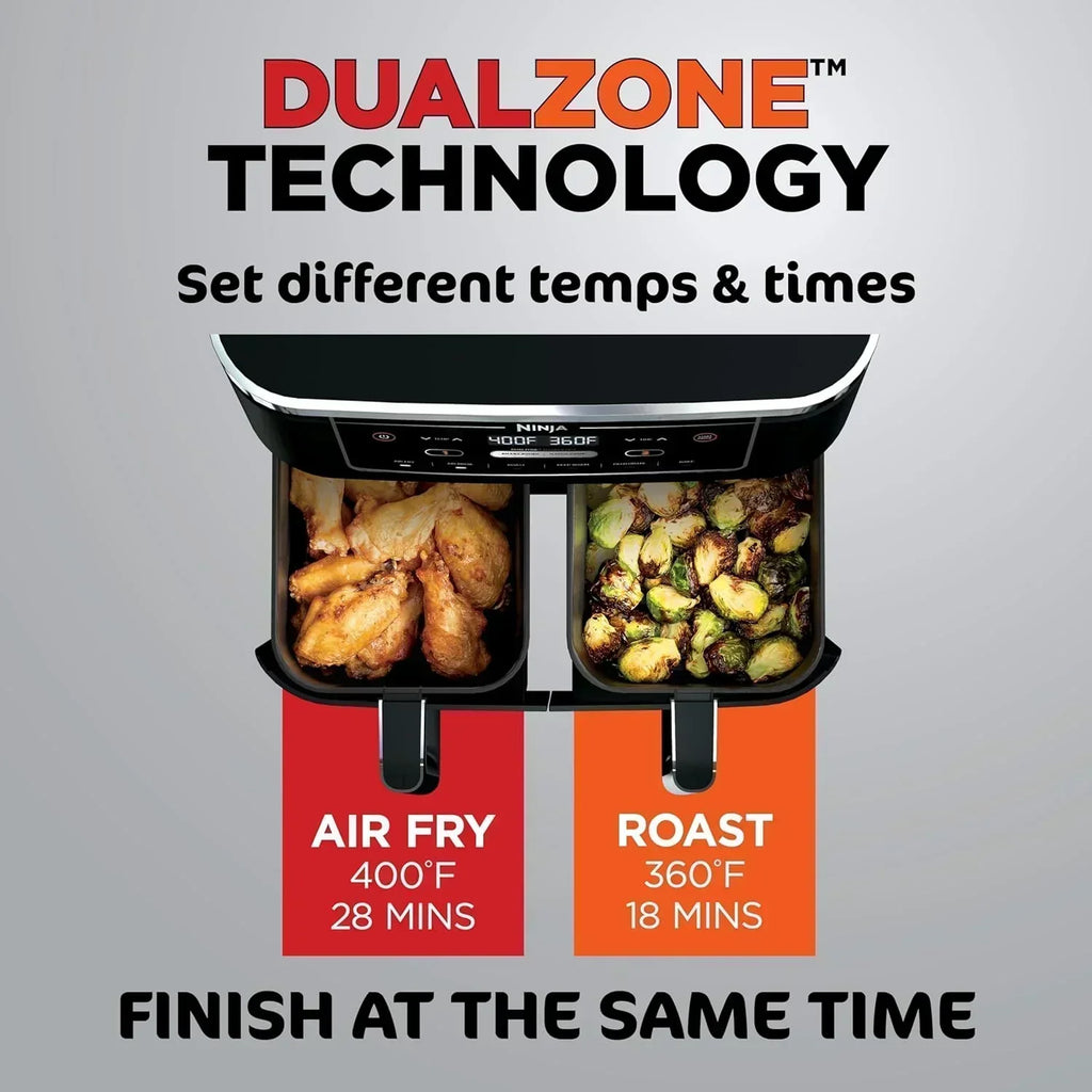 Ninja Foodi 6-in-1 FlexBasket Air Fryer with 7 QT MegaZone Basket Divider for Large Proteins wourant
