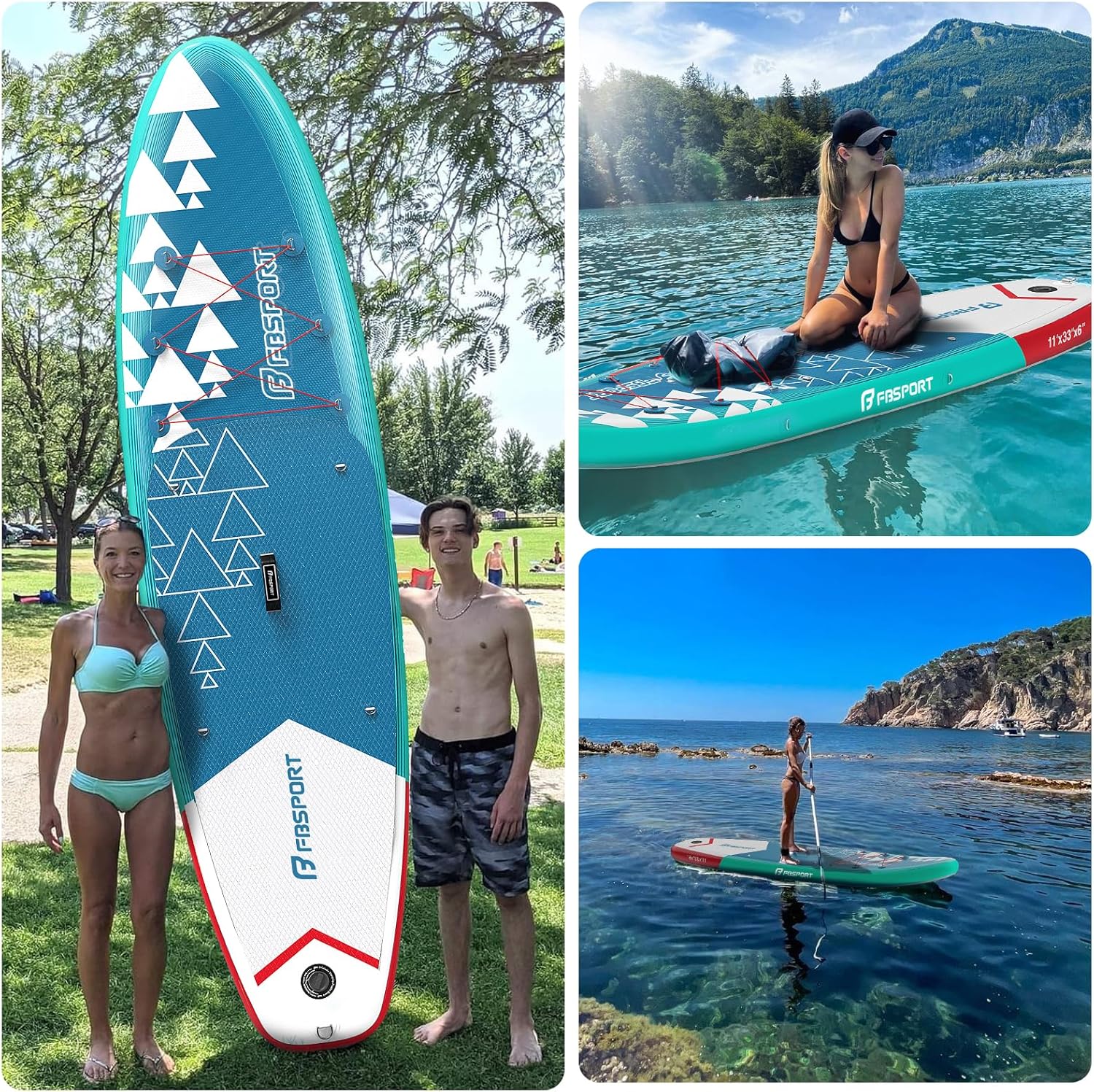 FBSPORT 11' Premium Stand Up Paddle Board Yoga Board with Durable SUP Accessories Carry Bag wourant