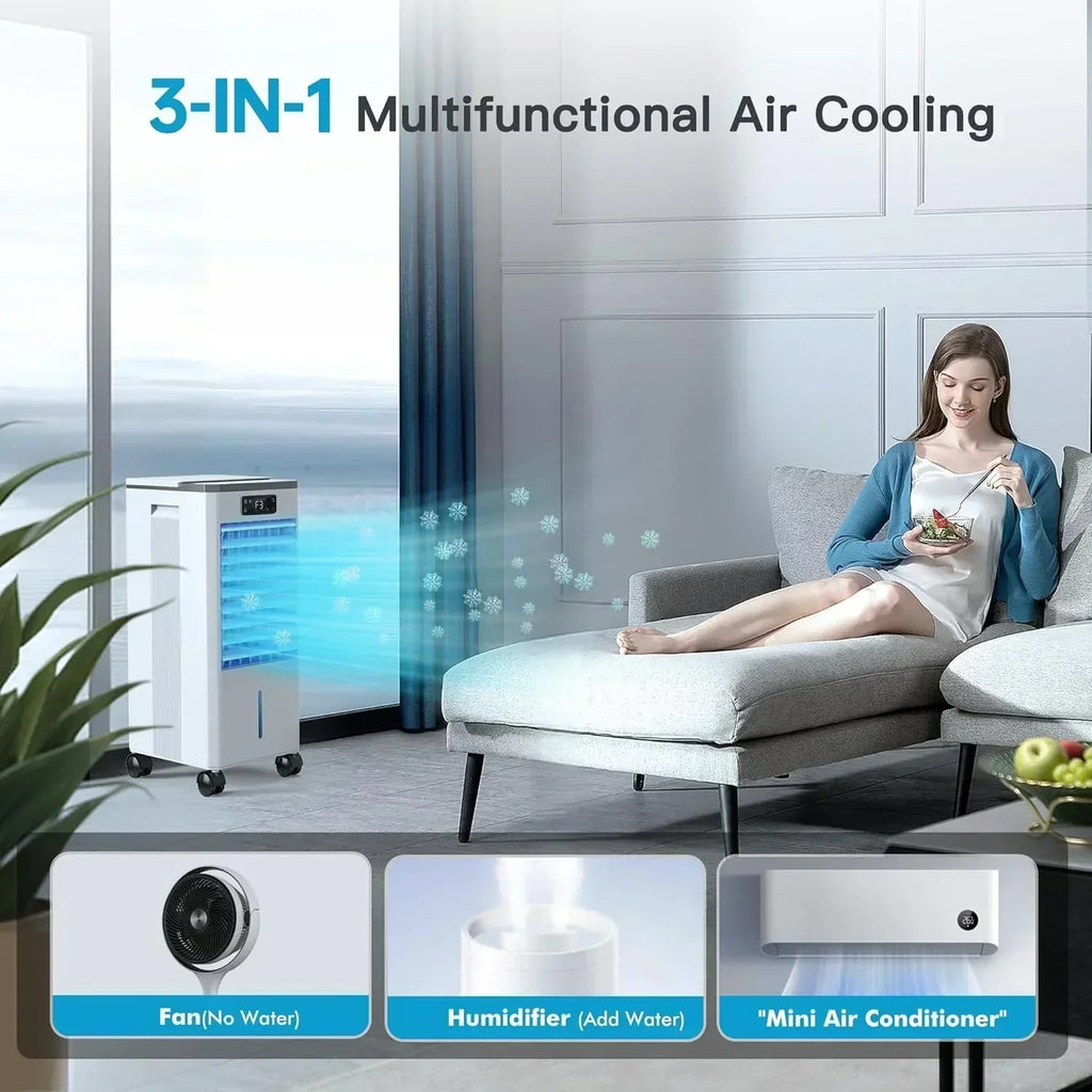 Windowless Portable Air Conditioners Evaporative Air Cooler 3 Modes & 3 Speeds 12H Timer wourant