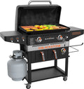 Blackstone 1962 Air Fryer Combo Two Burners Stainless Steel Gas Hood Wheels Two Side Shelf wourant