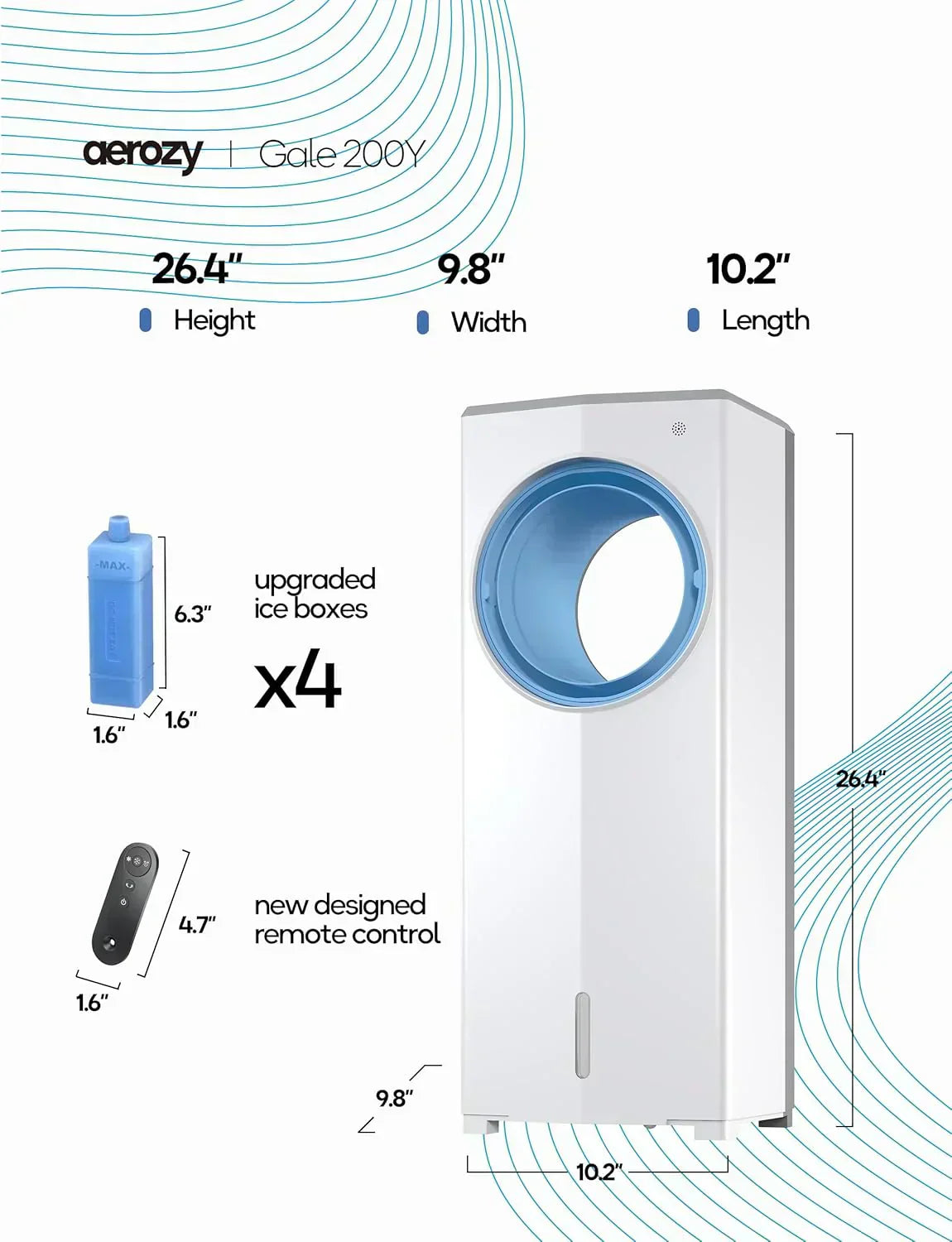 Windowless Portable Air Conditioner 26.3" Small Evaporative Air Cooler for Room No Window wourant