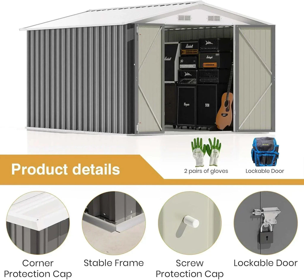 Patiowell 5x3 FT Outdoor Storage Shed Tool Shed with Sloping Roof and Lockable Door Metal Shed wourant