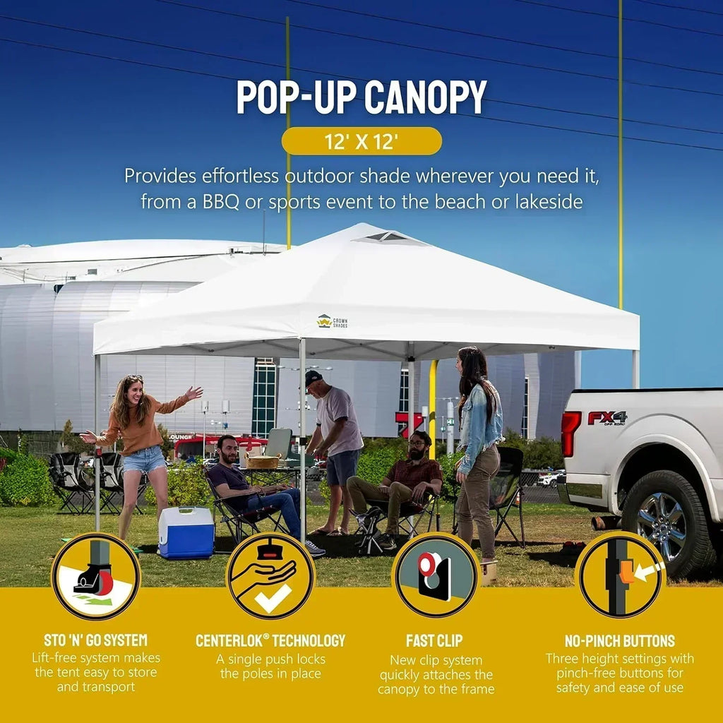 10x10 Pop-Up Awning One-Click Installation Beach Tent Outdoor Sunshade Silver Coated Top wourant