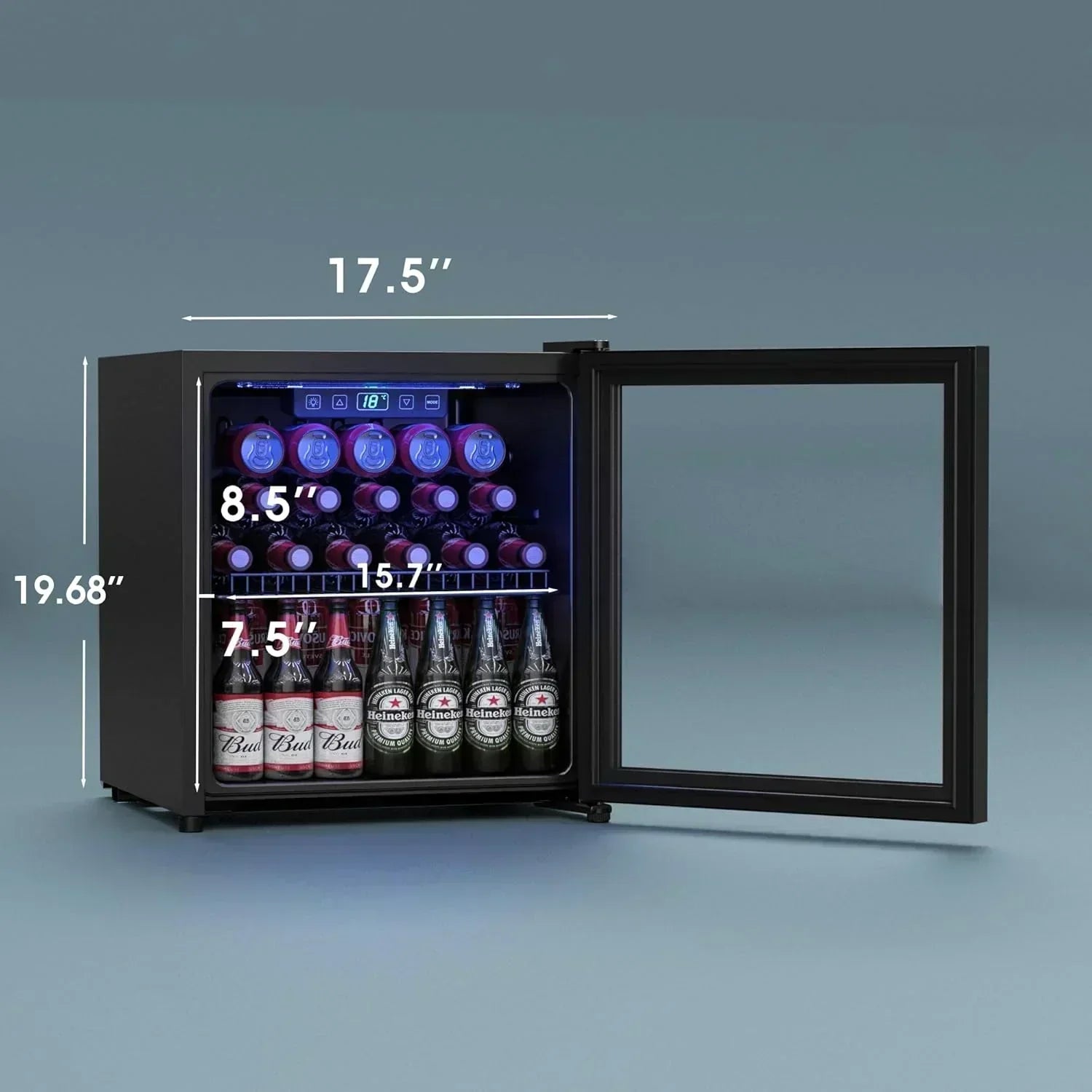 Beverage Refrigerator Cooler-120 Cans Freestanding Mini Fridge Cooler with Glass Door wourant